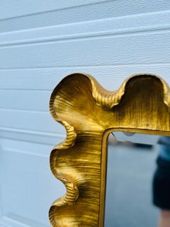 Carver's Guild Art Deco Wave Moderne Gold Leaf Mirror After Jean-Michel Frank