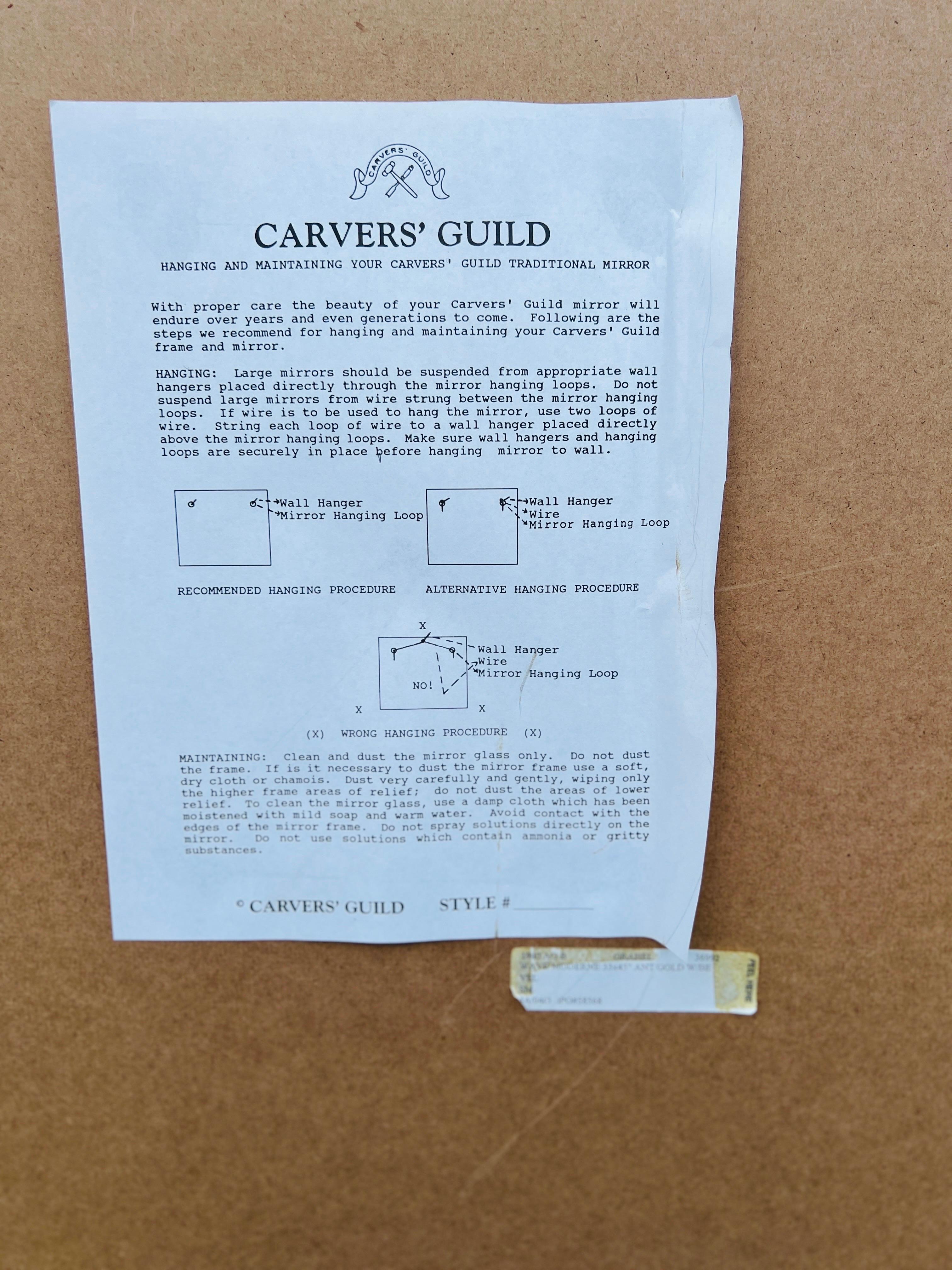 20th Century Carver's Guild Art Deco Wave Moderne Gold Leaf Mirror After Jean-Michel Frank