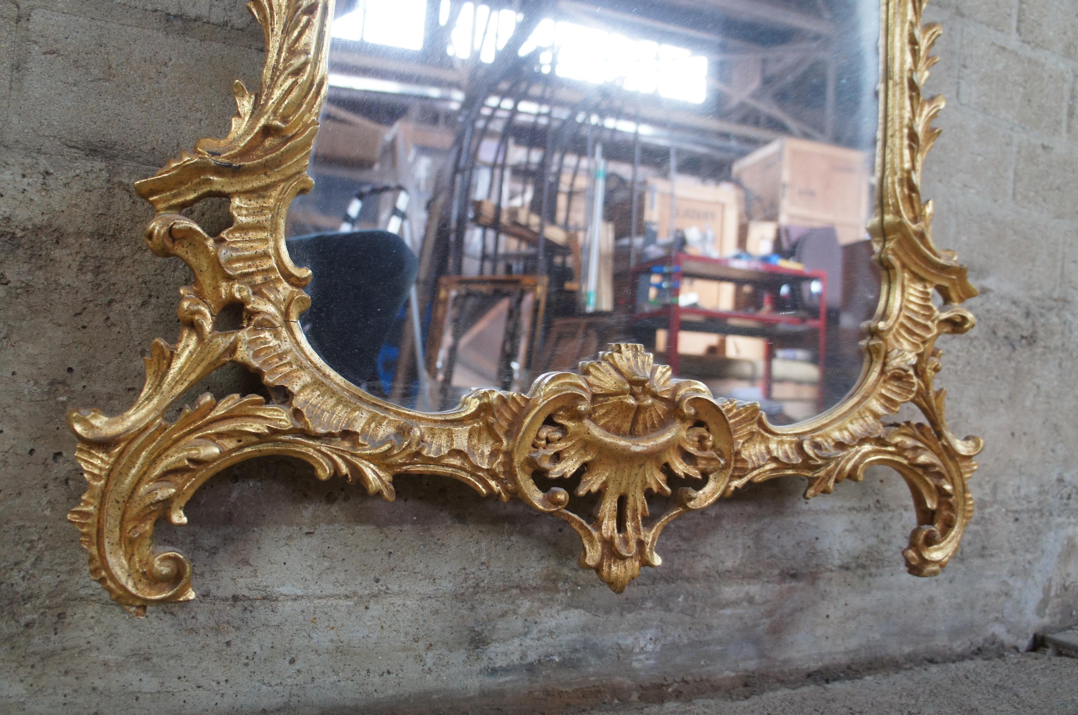 Carvers Guild Chinese Chippendale Scalloped Dove Wreath Mirror Baroque Rococo 1