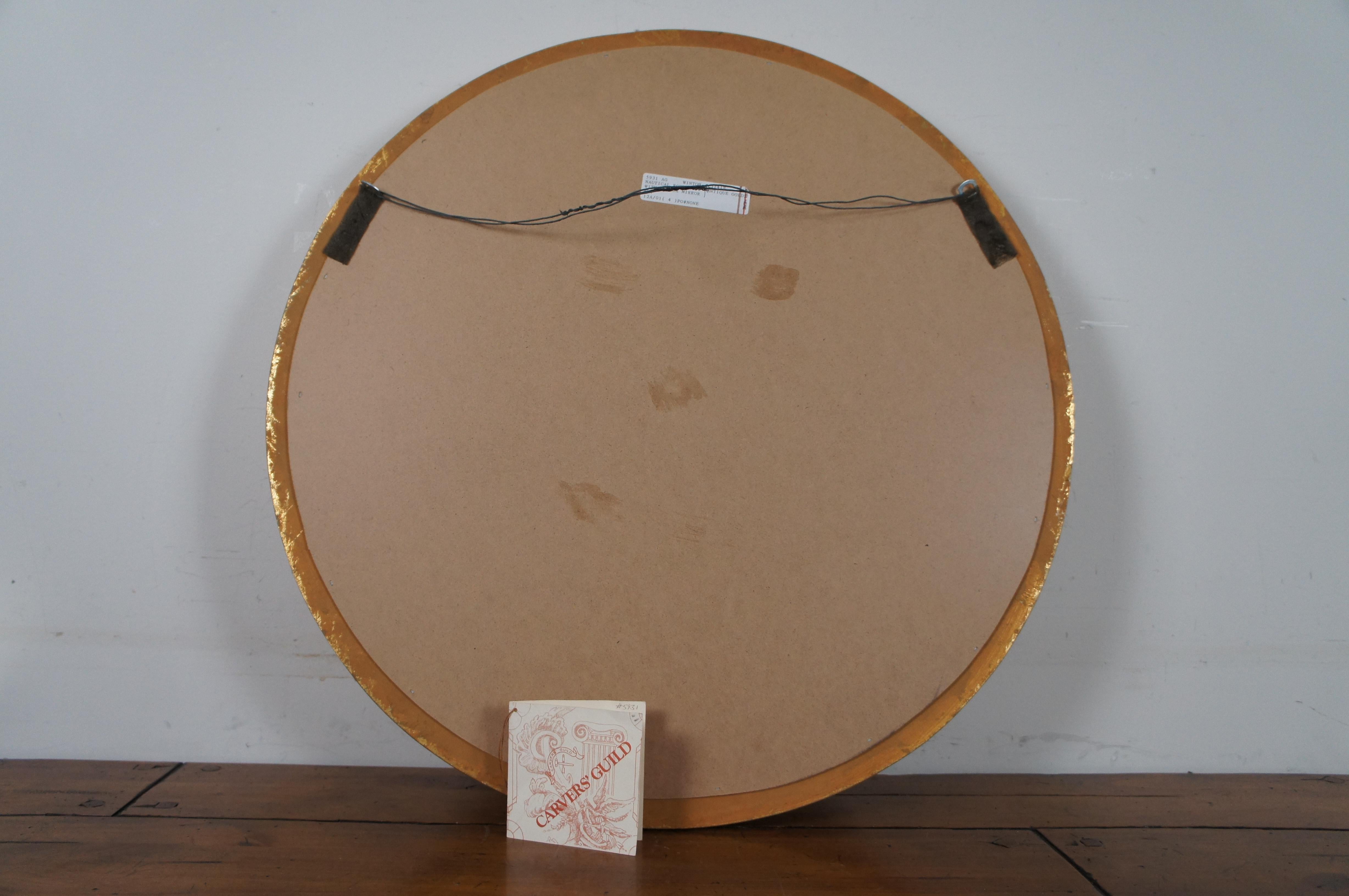 Carvers Guild Nautical Rondel Convex Bullseye Mirror Antique Gold Regency 6