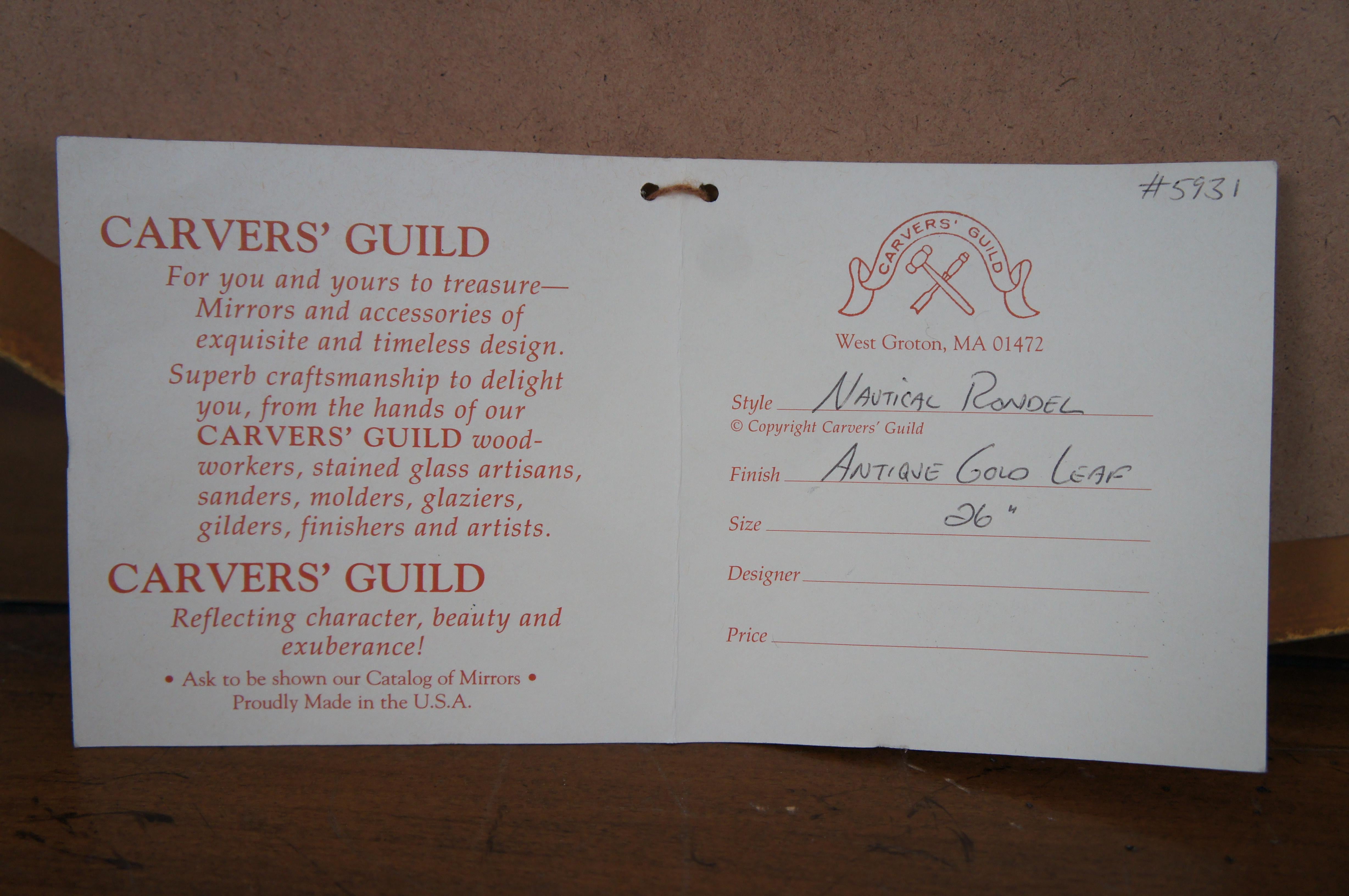 Carvers Guild Nautical Rondel Convex Bullseye Mirror Antique Gold Regency 7