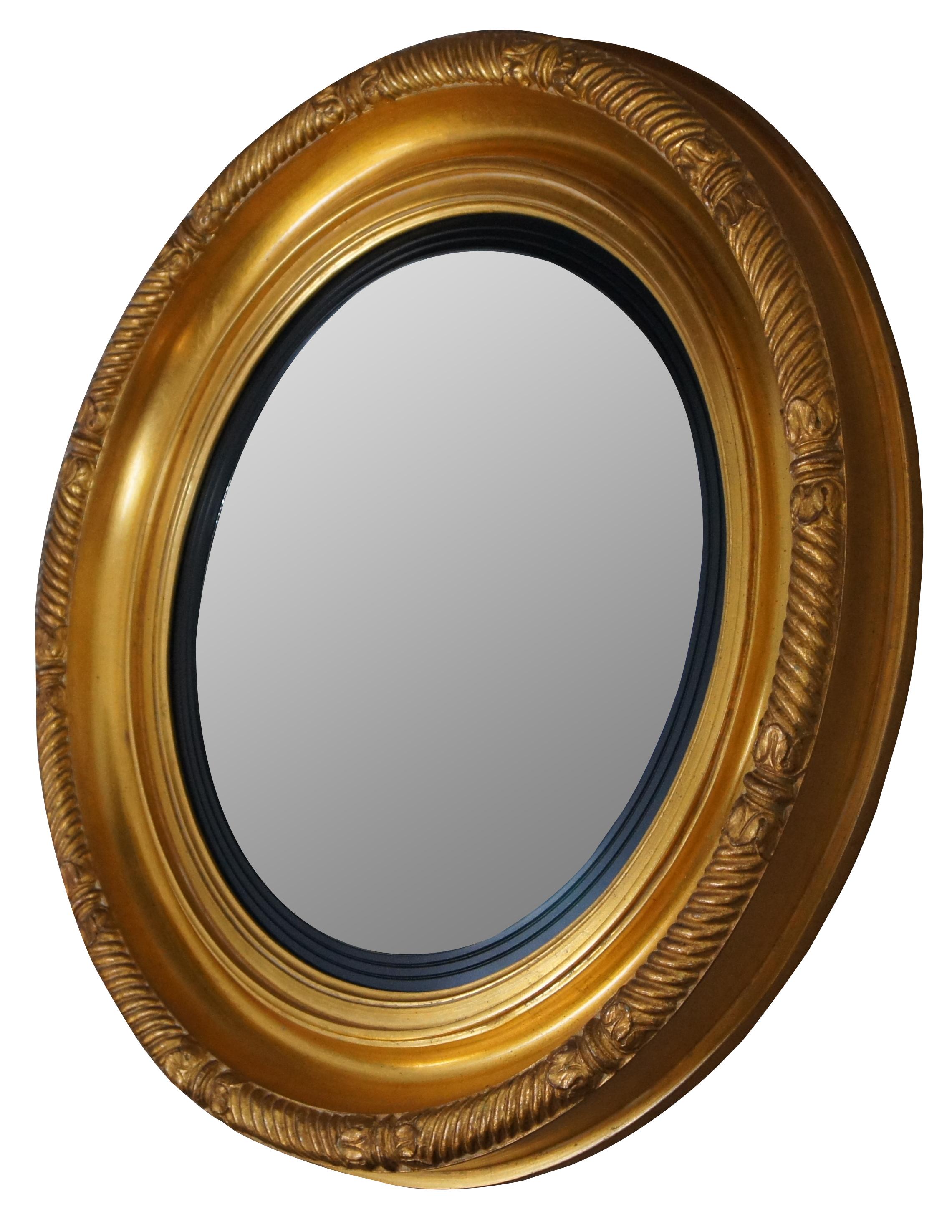 Carvers Guild Nautical Rondel Convex Bullseye Mirror Antique Gold Regency In Good Condition In Dayton, OH