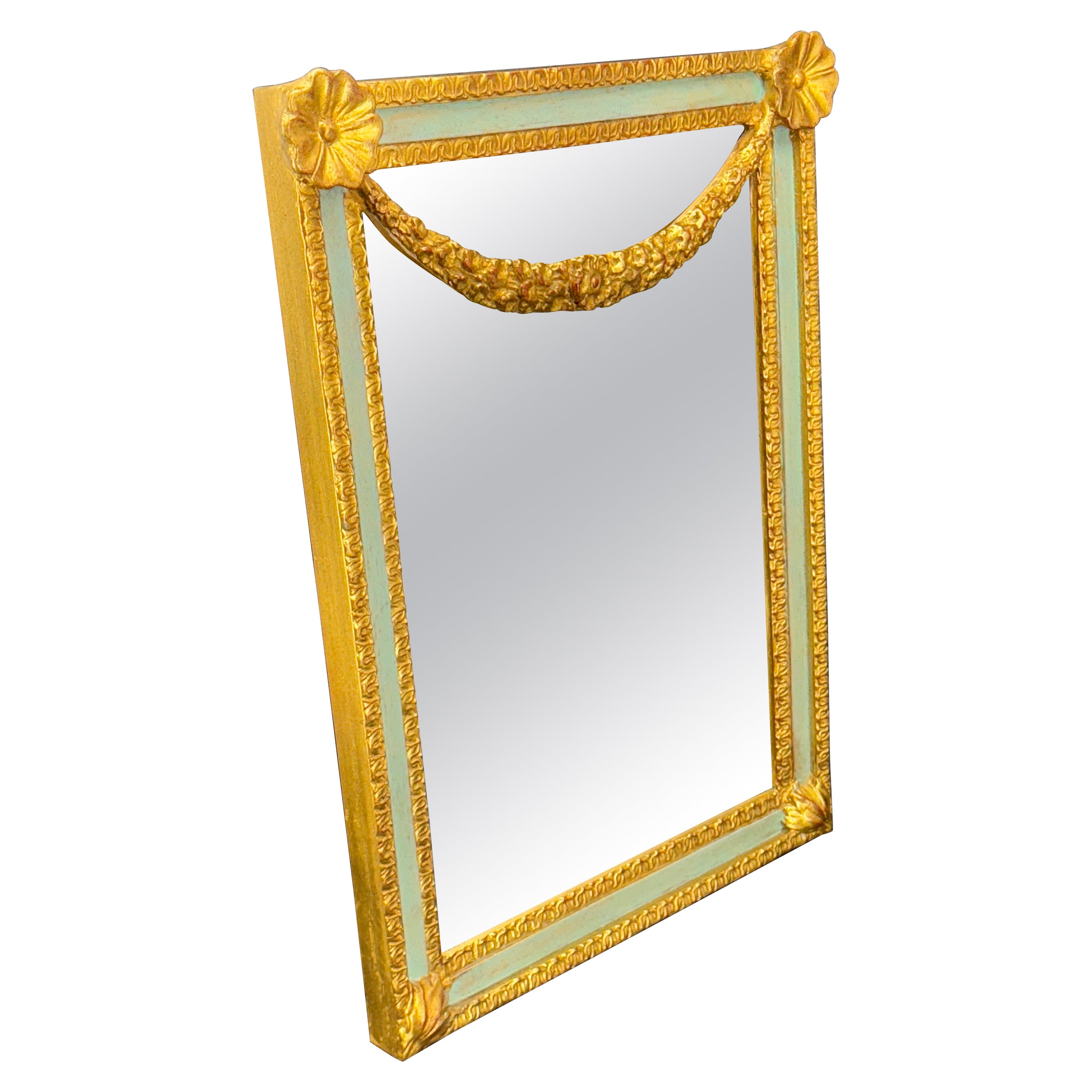 Carvers
 Guild Petite Festoon Painted Gilt Wood Wall Mirror For Sale