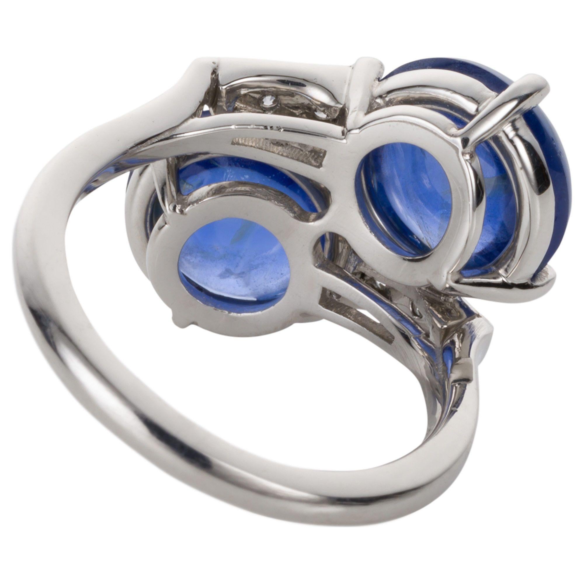 Women's Carvin French Unheated Burma Sapphire and Diamond Platinum Ring For Sale