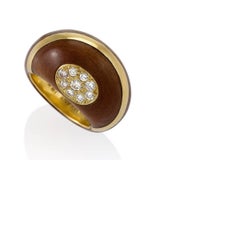 Carvin French for Tiffany & Co. Diamond Gold and Wood Bombé Ring