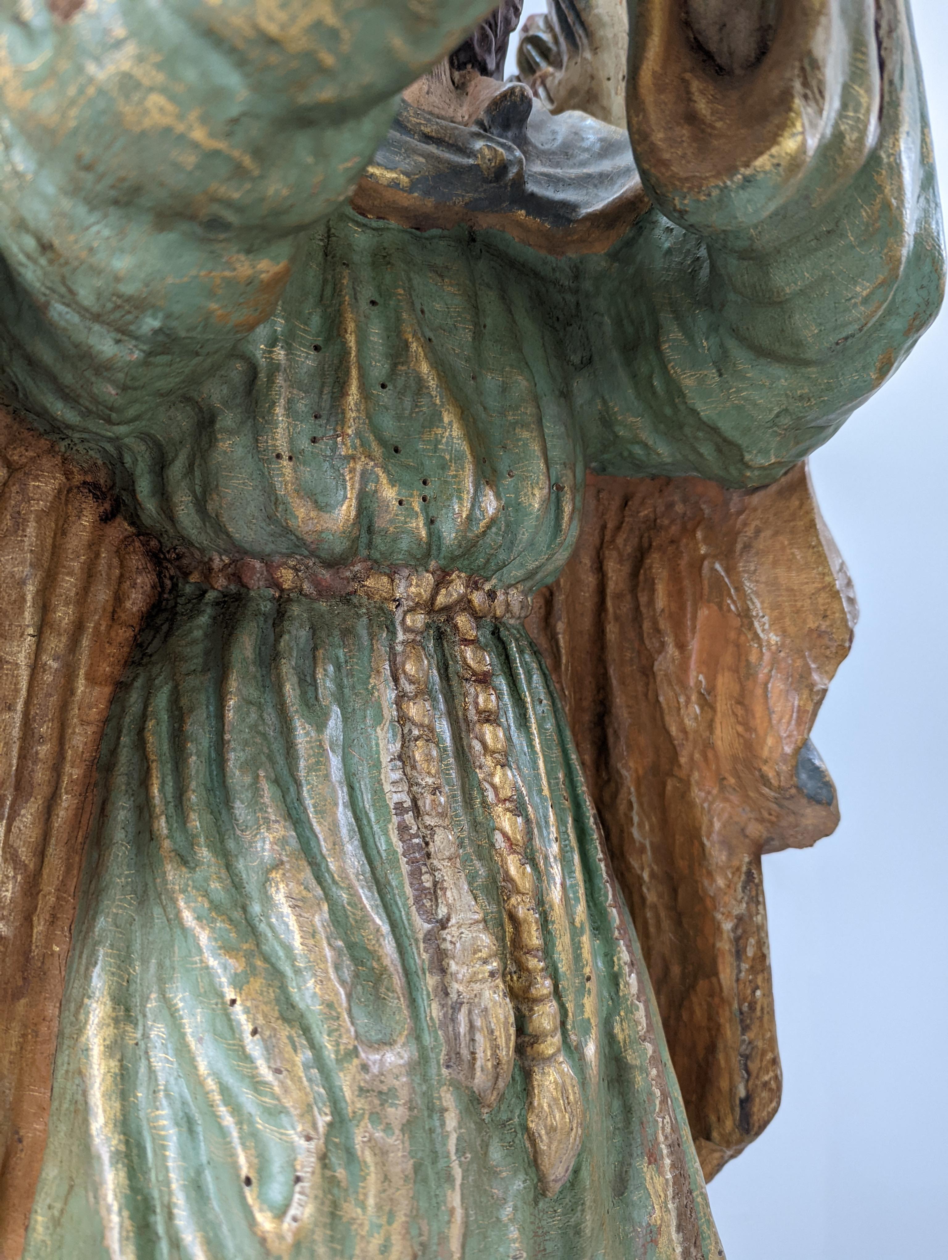 Carving of Angel in Polychrome Wood 8