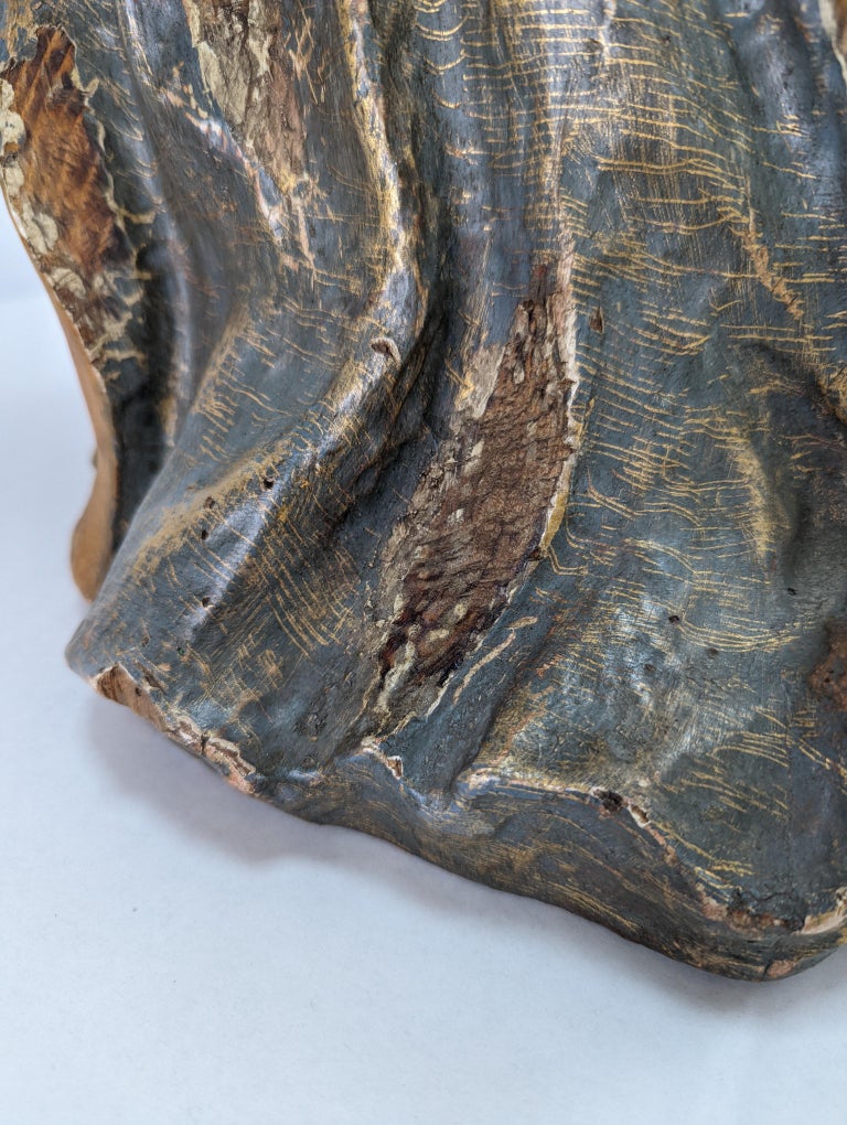 Carving of Angel in Polychrome Wood For Sale at 1stDibs