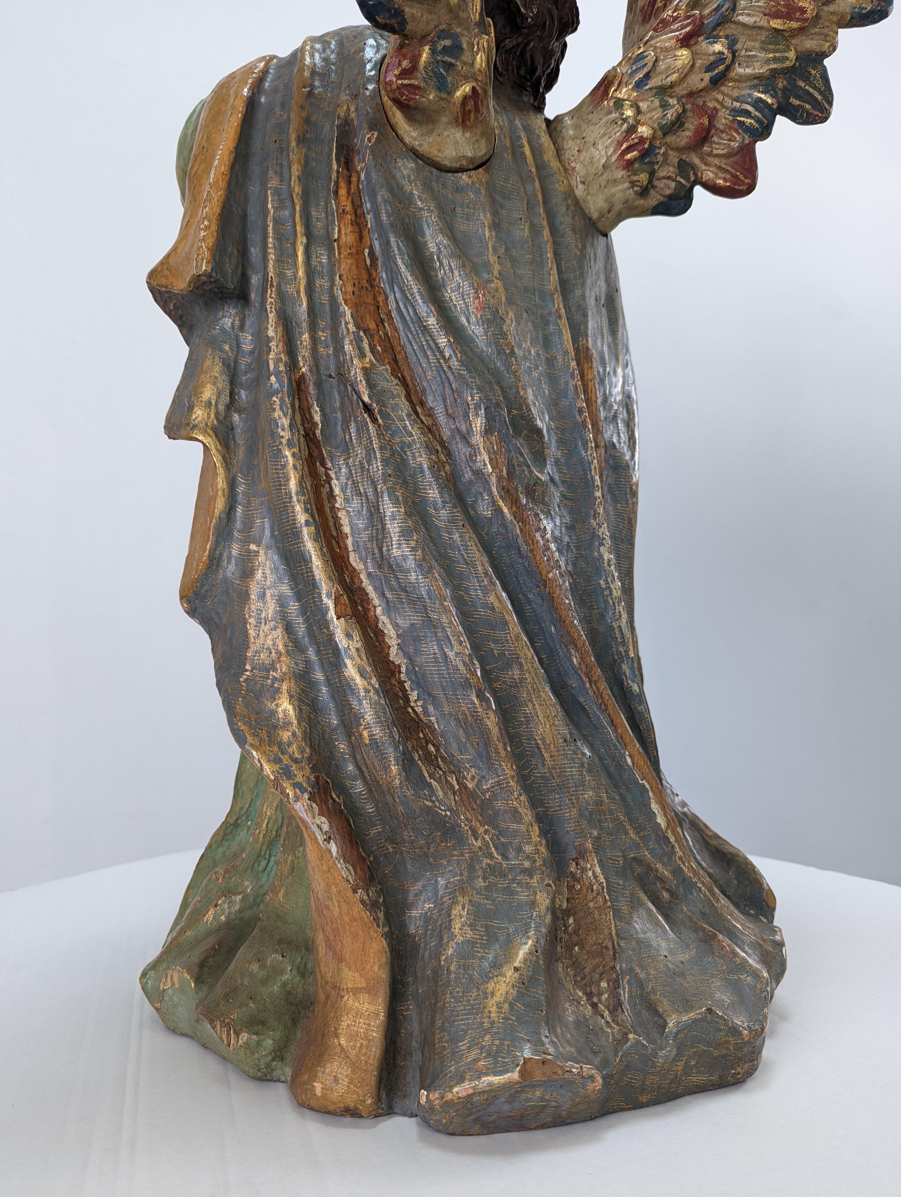 Carving of Angel in Polychrome Wood 3