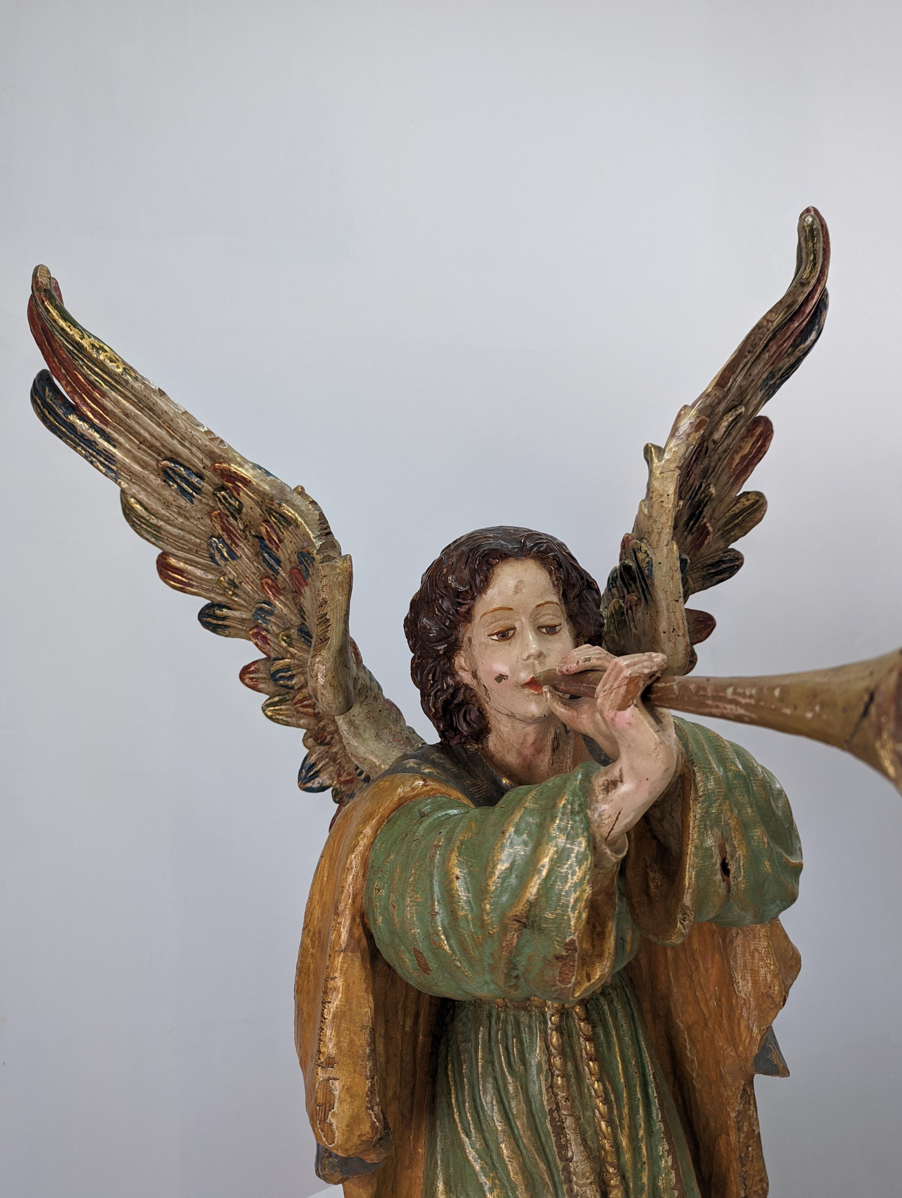 Carving of Angel in Polychrome Wood 4