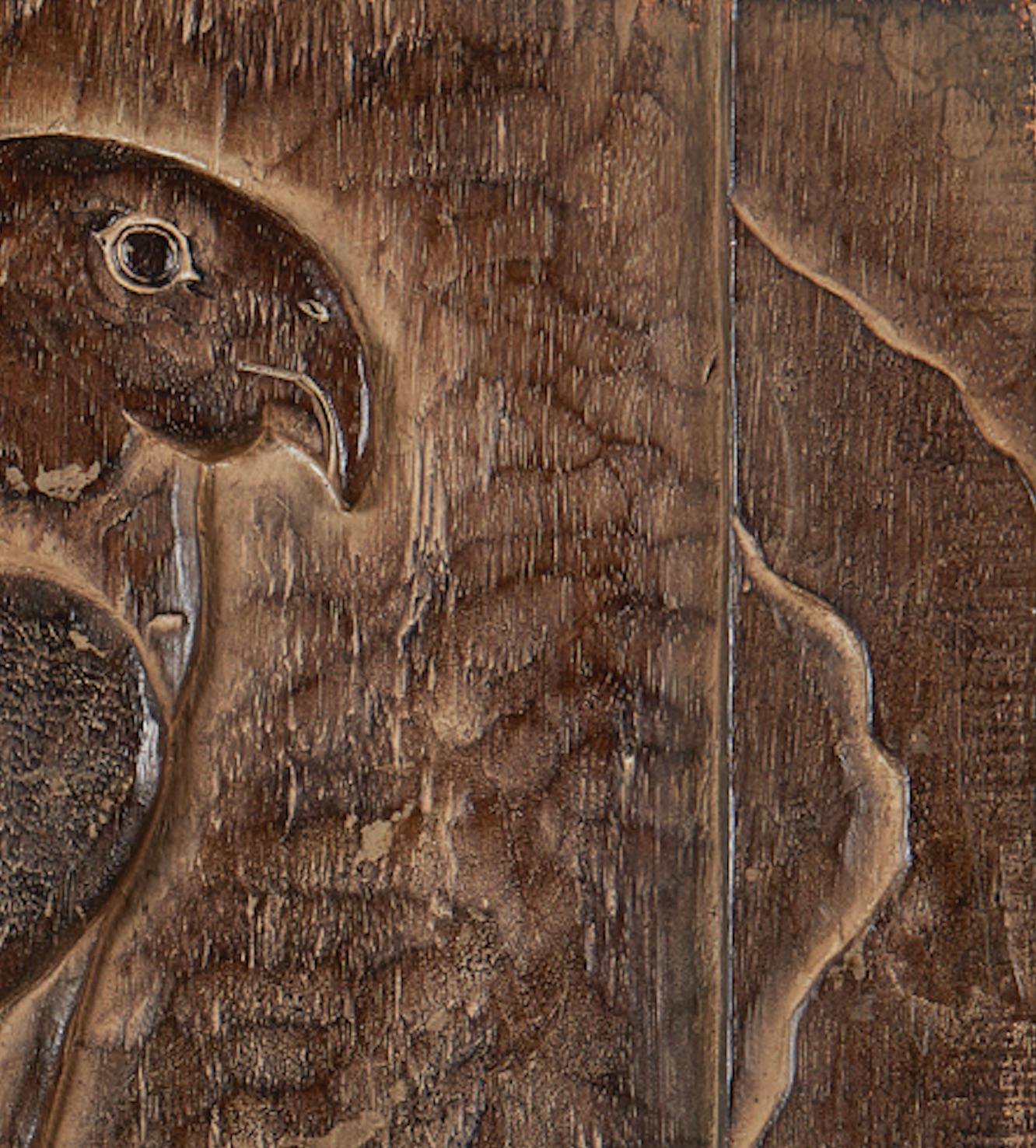 Sculpté Panneau sculpté Horus God Falcon ancien égyptien du 19ème siècle, bois en vente