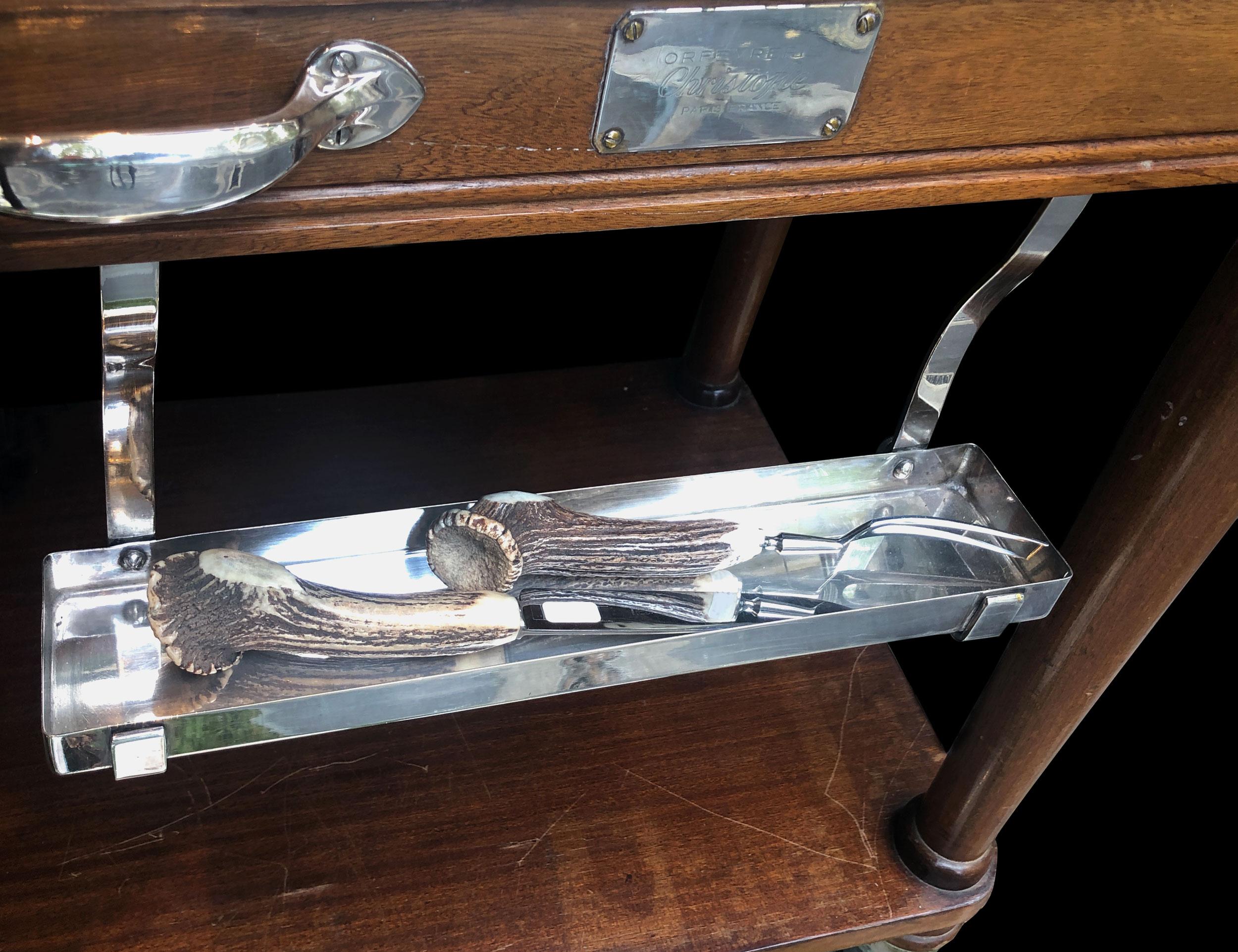 French Carving-Trolley Designed by Christofle, Silver Plated, circa 1940