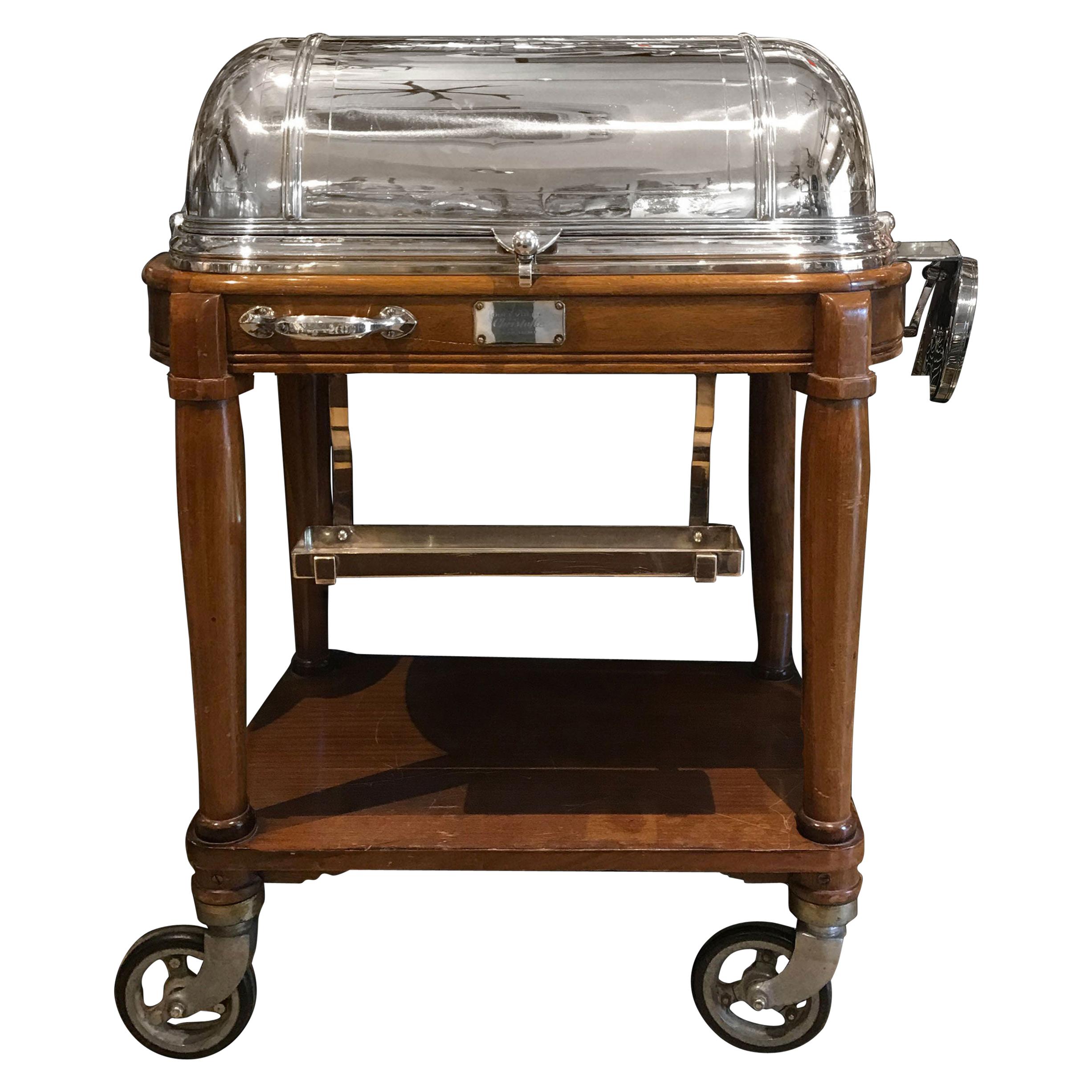 Carving-Trolley Designed by Christofle, Silver Plated, circa 1940