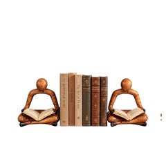 Porta libri intagliato in legno, statuetta decorativa a forma di porta libri