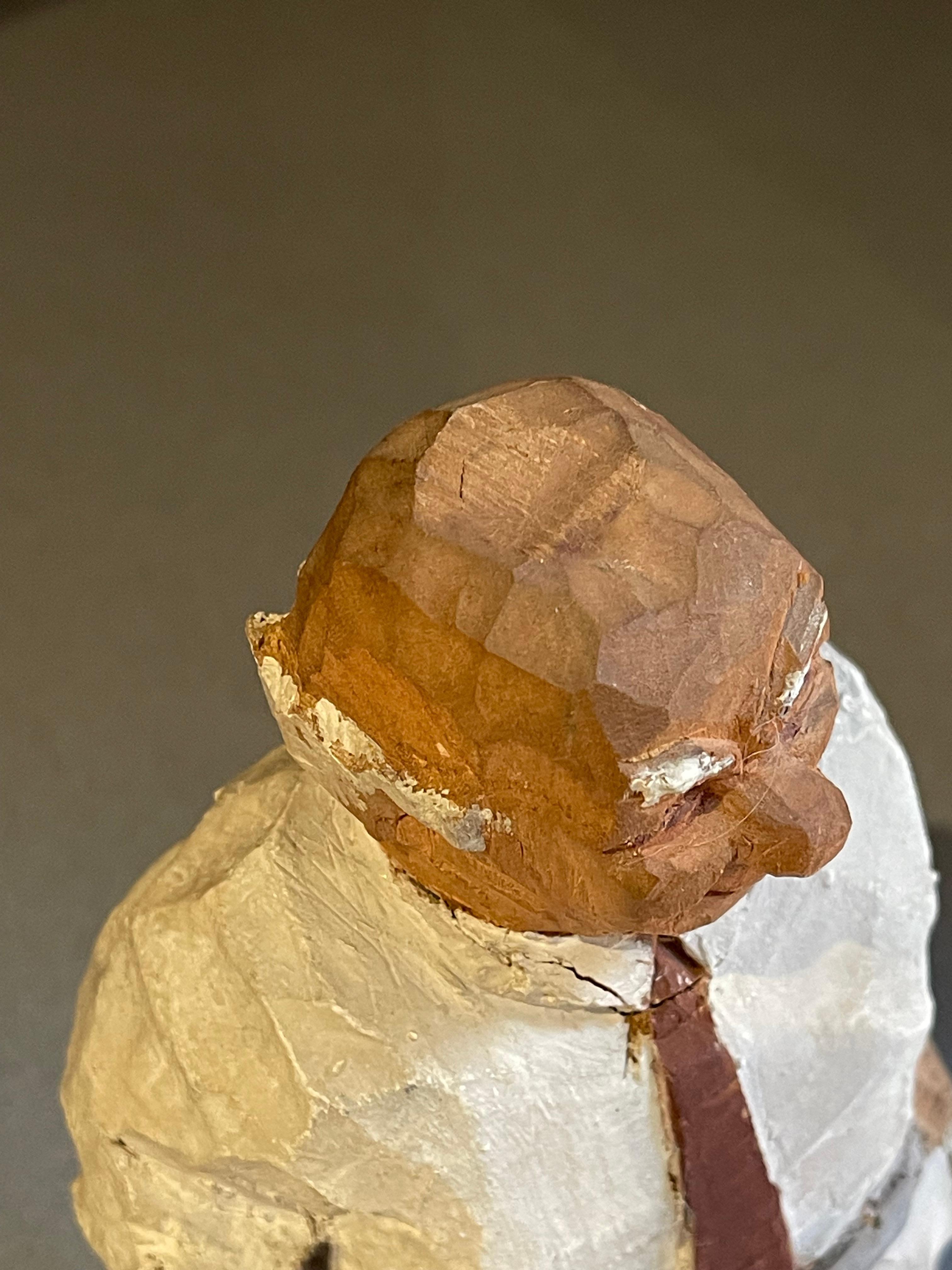 Tallado Esculturas de Madera Hombre Viejo En Blanco Figurilla Decorativa Antigua de Humano en venta 4