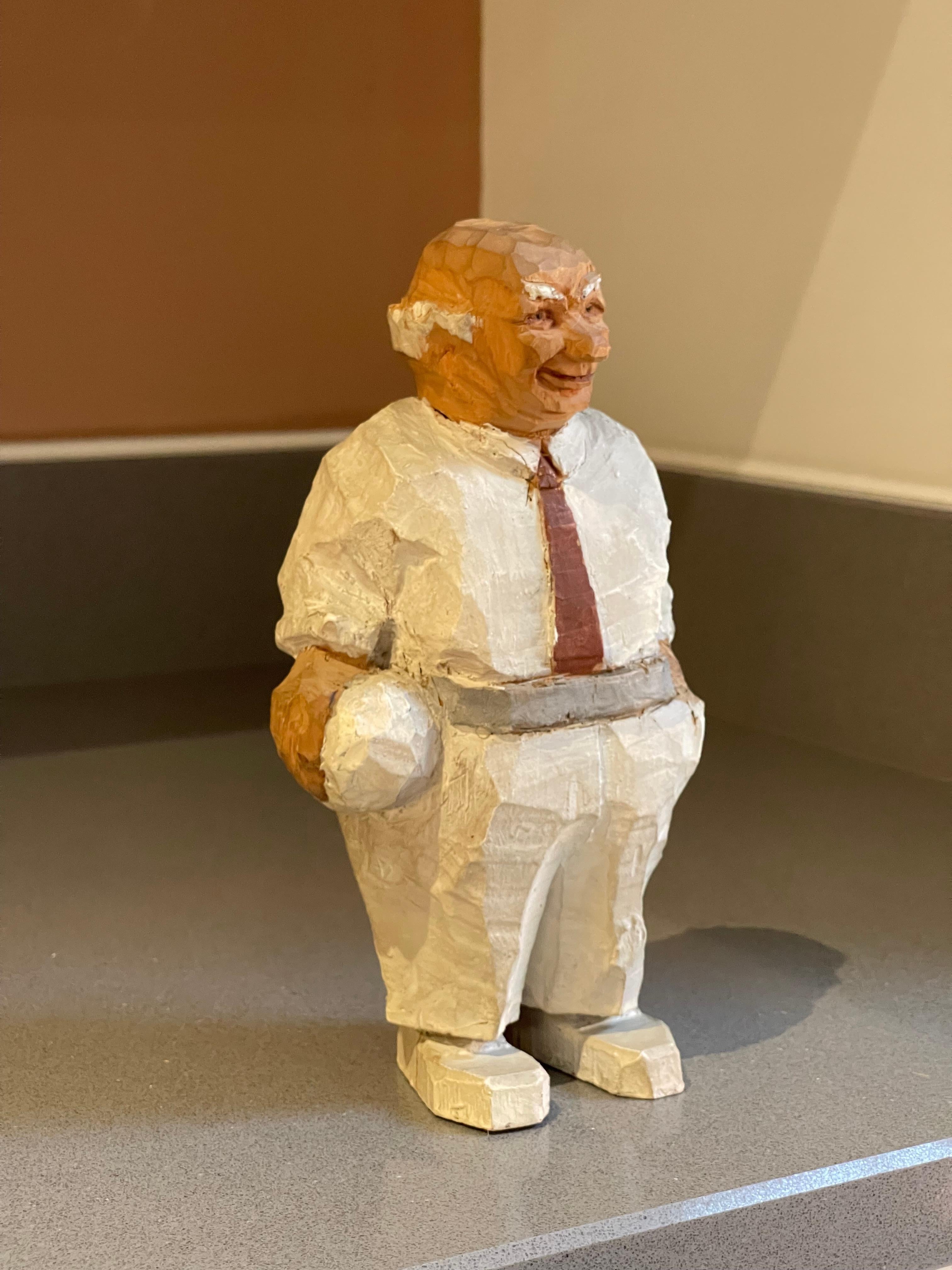Tallado Esculturas de Madera Hombre Viejo En Blanco Figurilla Decorativa Antigua de Humano Cerámico en venta