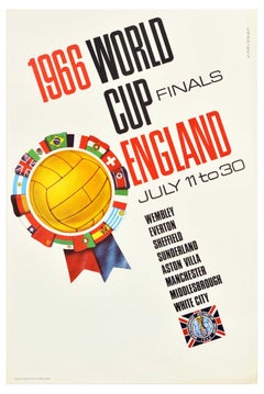 Original Vintage Sport Advertising Poster 1966 World Cup Finals England Football