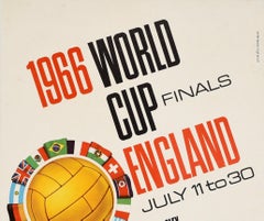 Original Vintage Sport Poster 1966 World Cup England Wembley Football Flags FIFA
