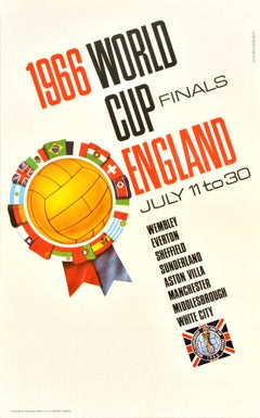Original Vintage Sport Poster 1966 World Cup Finals England FIFA Football Soccer