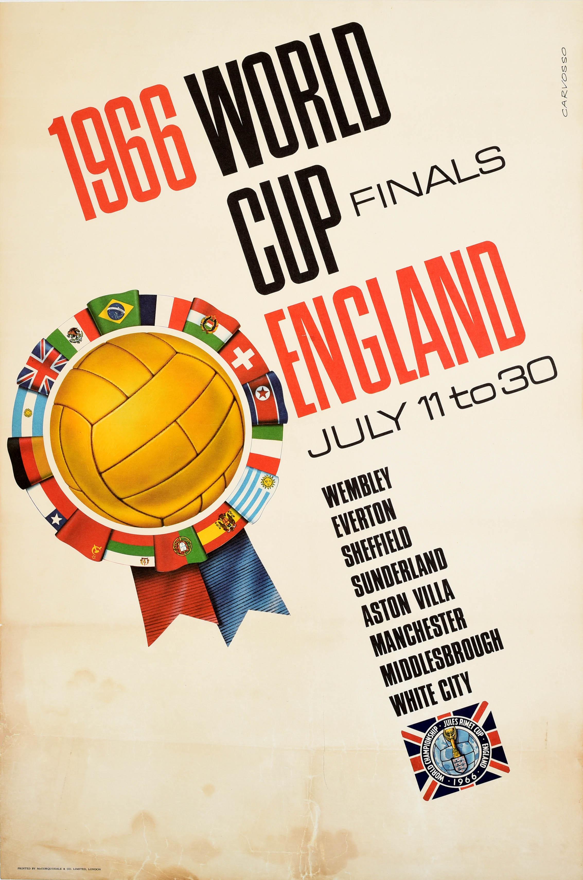 Carvosso Print - Original Vintage Sport Poster 1966 World Cup Finals England Football Wembley