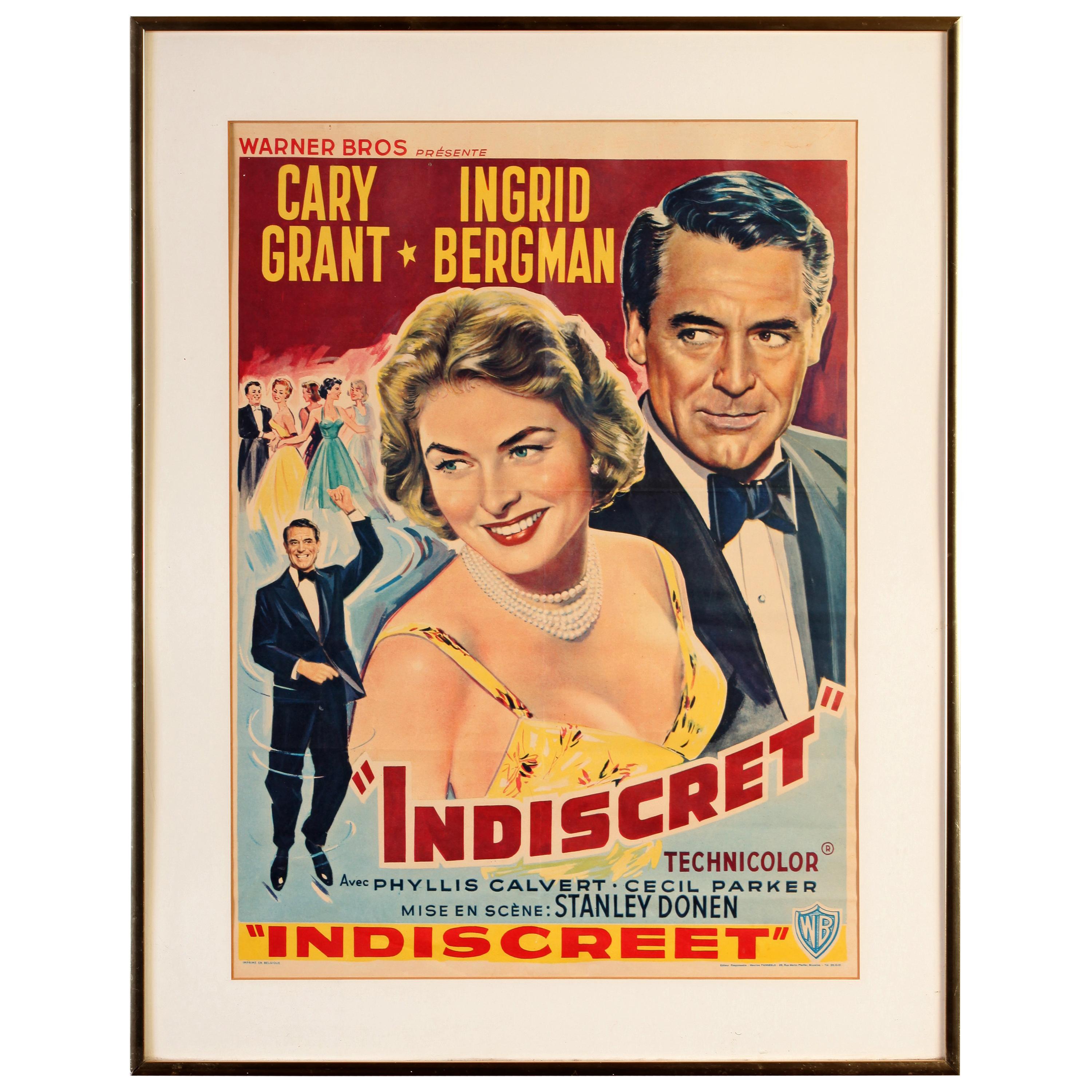 Cary Grant and Ingrid Bergman Indiscret Movie Poster, circa 1958