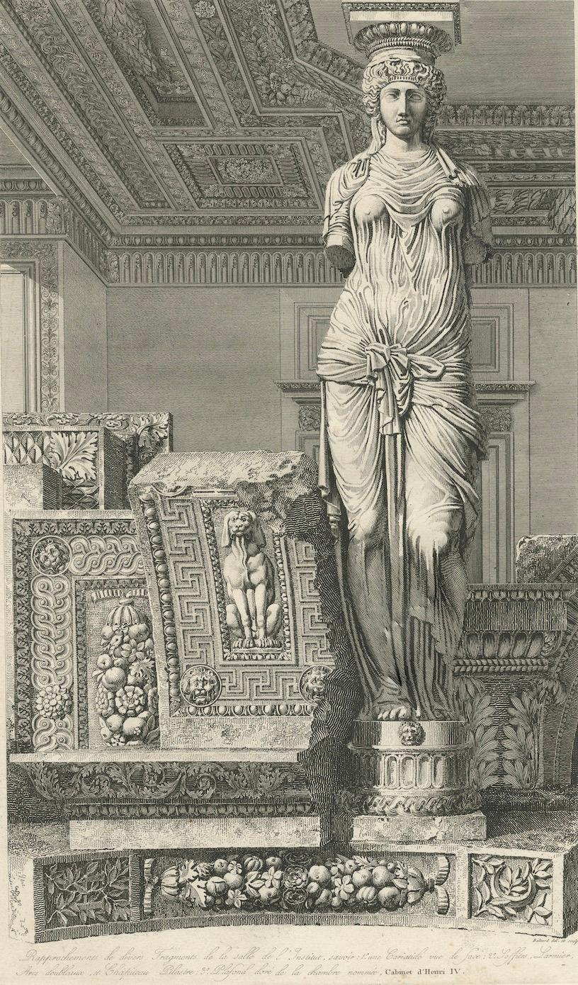 Karyatide und dekoratives Relief aus dem Salle de l'Institut - Baltard, um 1800 (Französisch) im Angebot