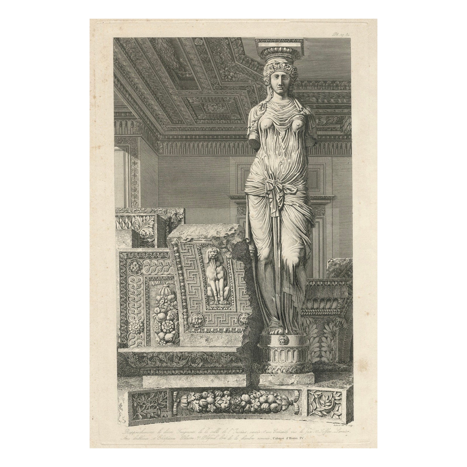 Karyatide und dekoratives Relief aus dem Salle de l
Institut - Baltard, um 1800