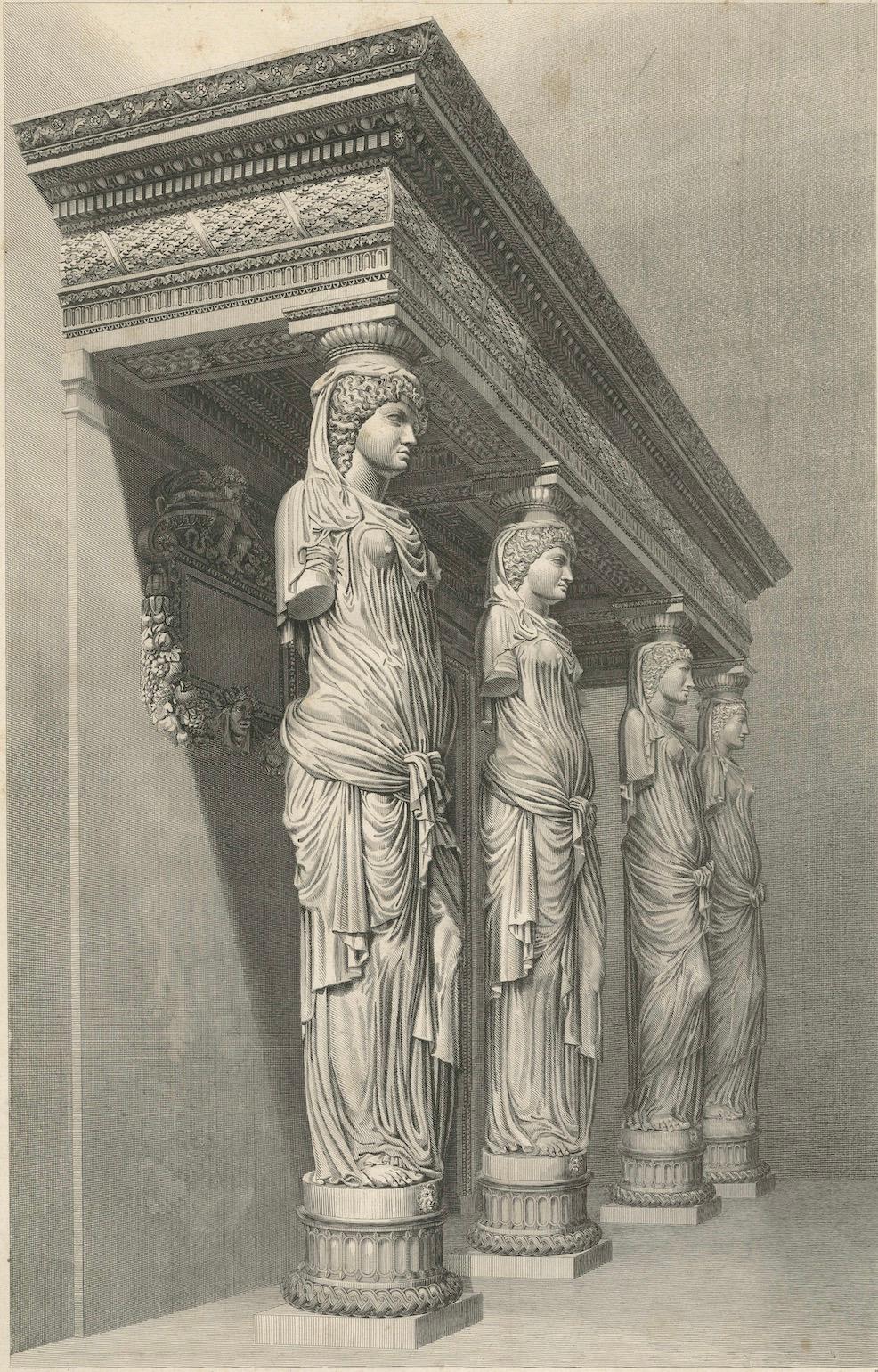 Caryatids of the Institut de France – Engraving by Louis-Pierre Baltard, c.1800
