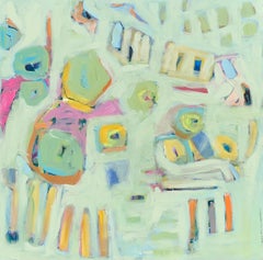 Garden 3 by Carylon Killebrew, Medium Square Abstract Painting in Pastel Palette