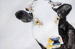 Hallelujah by Carylon Killebrew, Large Horizontal Mixed Media Cow Painting Black