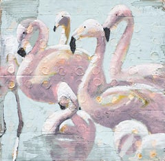 More Please by Carylon Killebrew, Square Flamingo Framed Painting on Cardboard