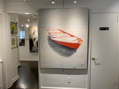 "North Chick" by Carylon Killebrew, Large Vertical Mixed Media Boat Painting