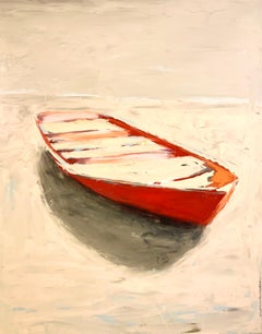 "North Chick" by Carylon Killebrew, Large Vertical Mixed Media Boat Painting