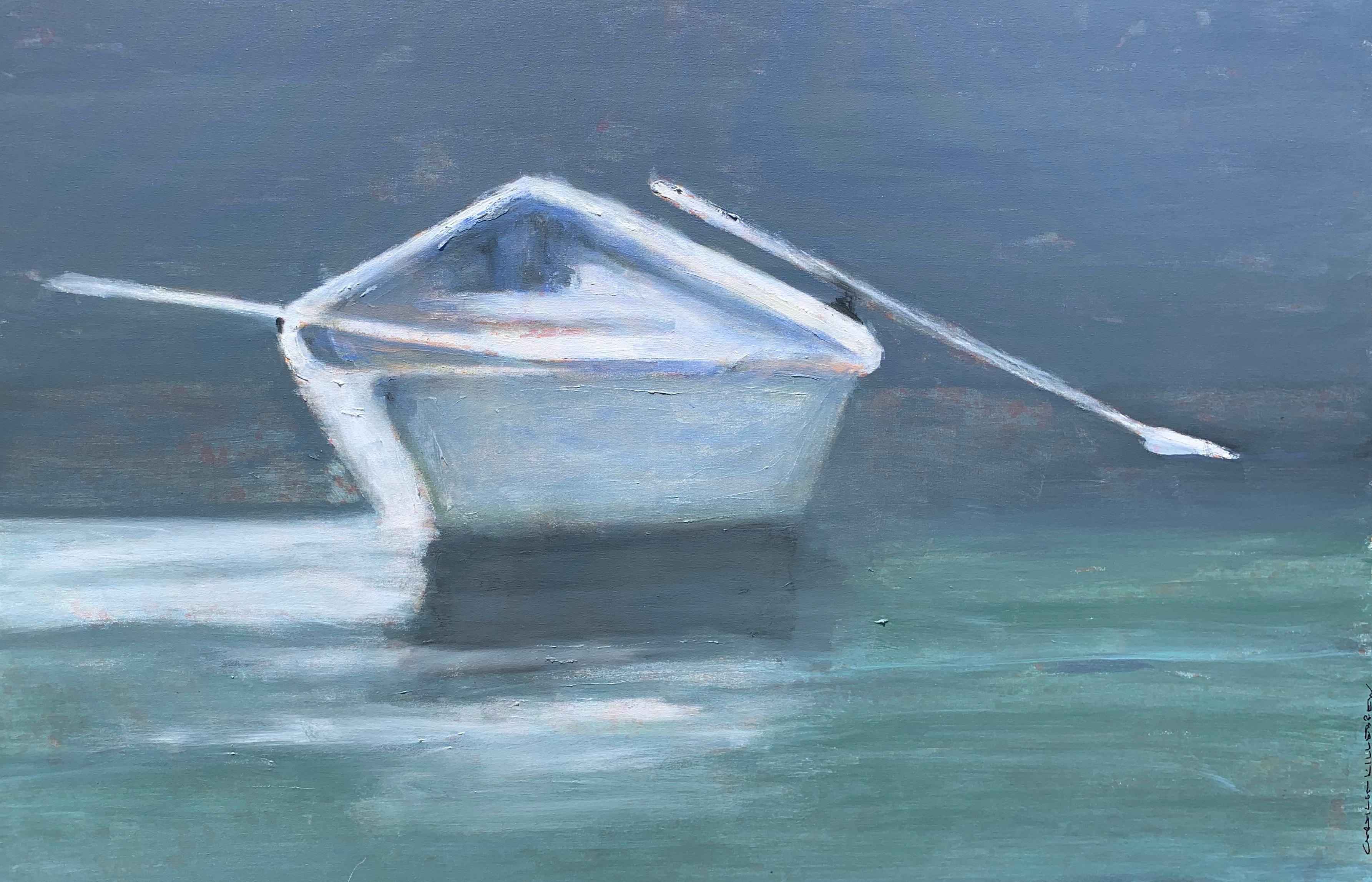 Carylon Killebrew Figurative Painting - 'So Here we Are Again' Large Contemporary Boat Oil on Canvas Painting