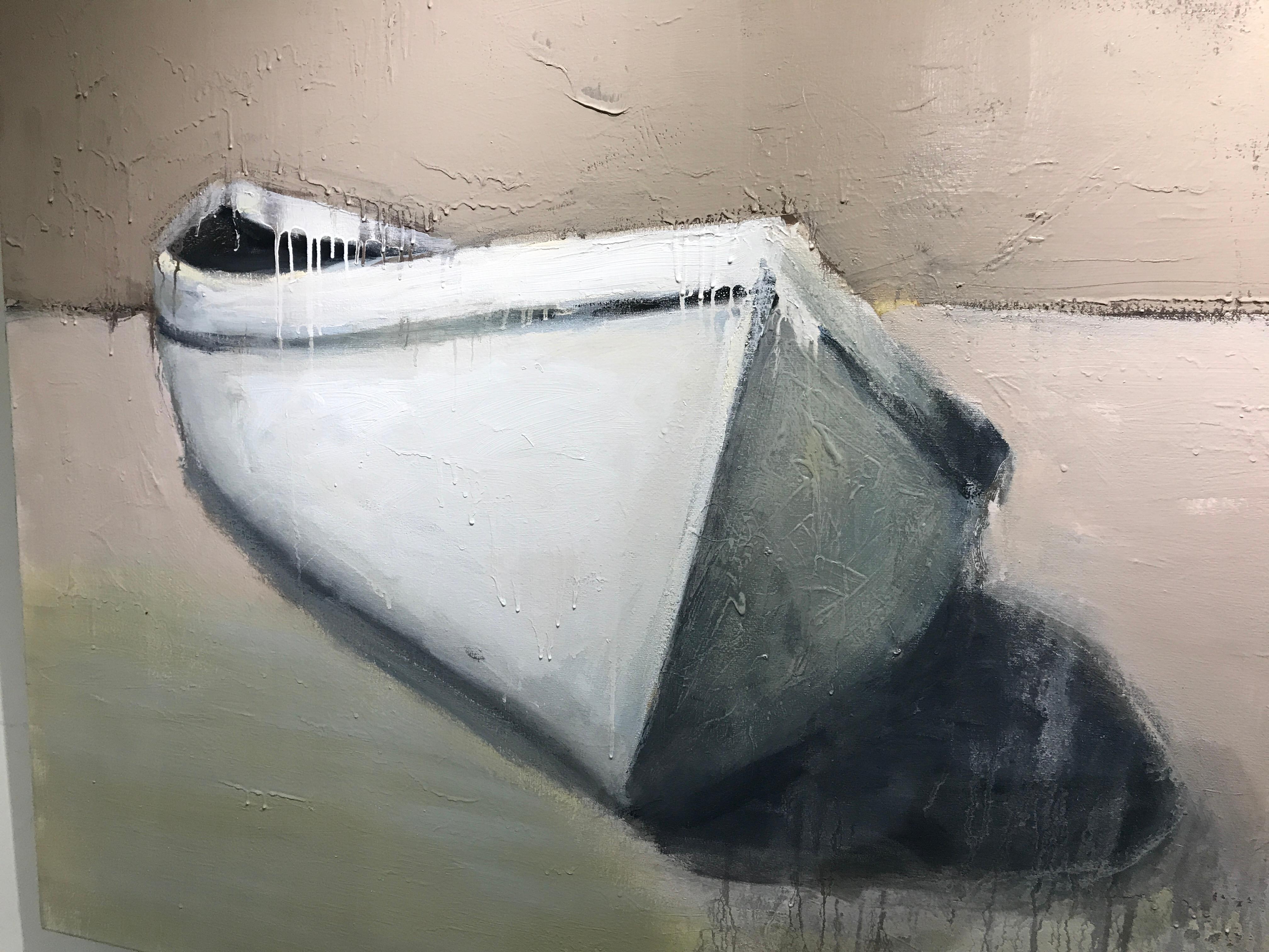'The Water is Wide' Large Contemporary Boat Oil on Canvas Painting 3