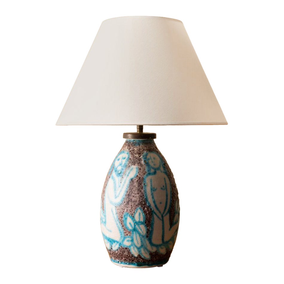 C.A.S. Vietri “Adam and Eve” Table Lamp, 1950s For Sale