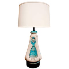 C.A.S. Vietri Ceramic Table Lamp with Figural Motif 1950s