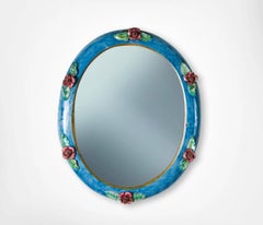 C.A.S. Vietri Italy Specchio da parete in ceramica con fiori applicati