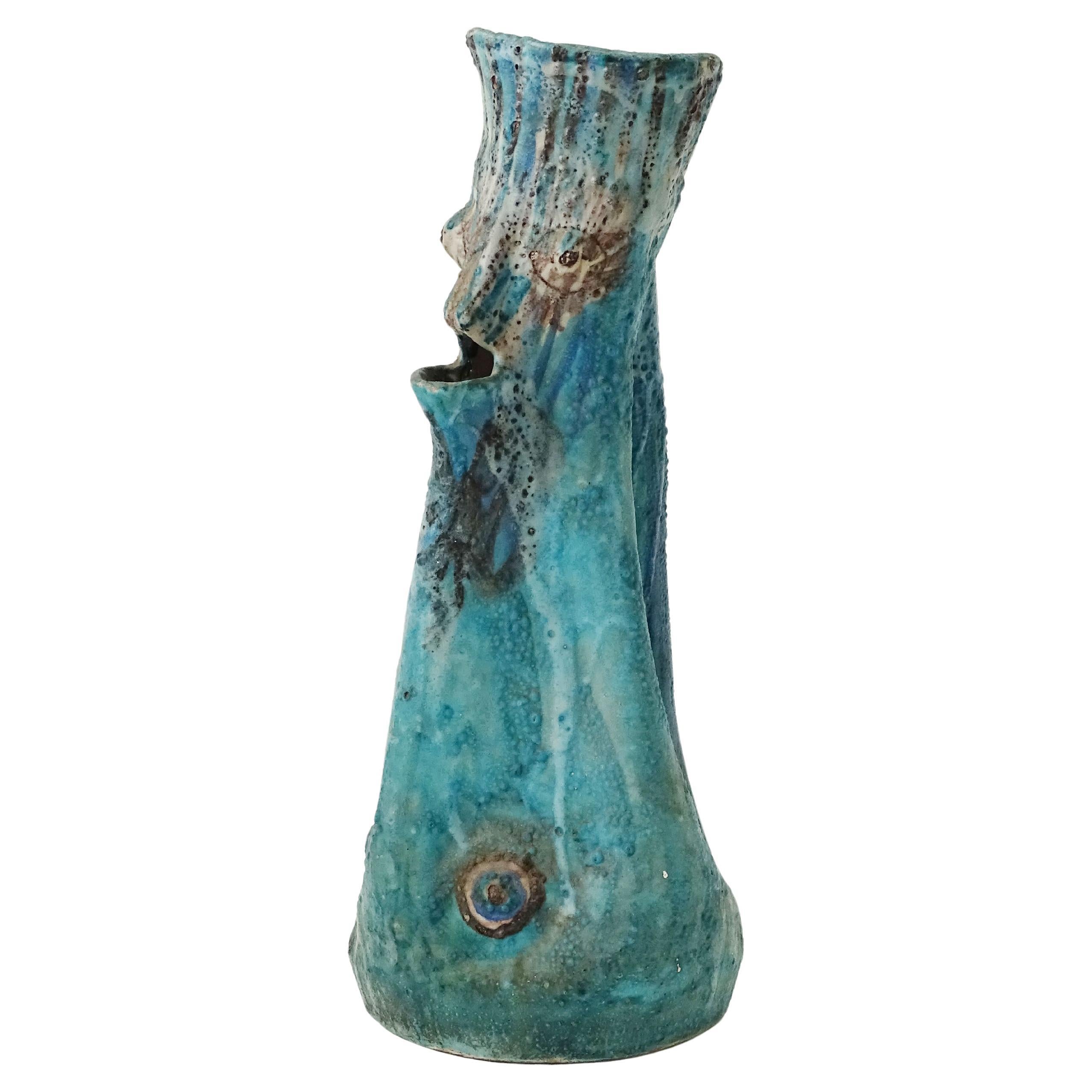 C.A.S Vietri Monumental Grotesque Figural Ceramic Vase. Italy 1950s