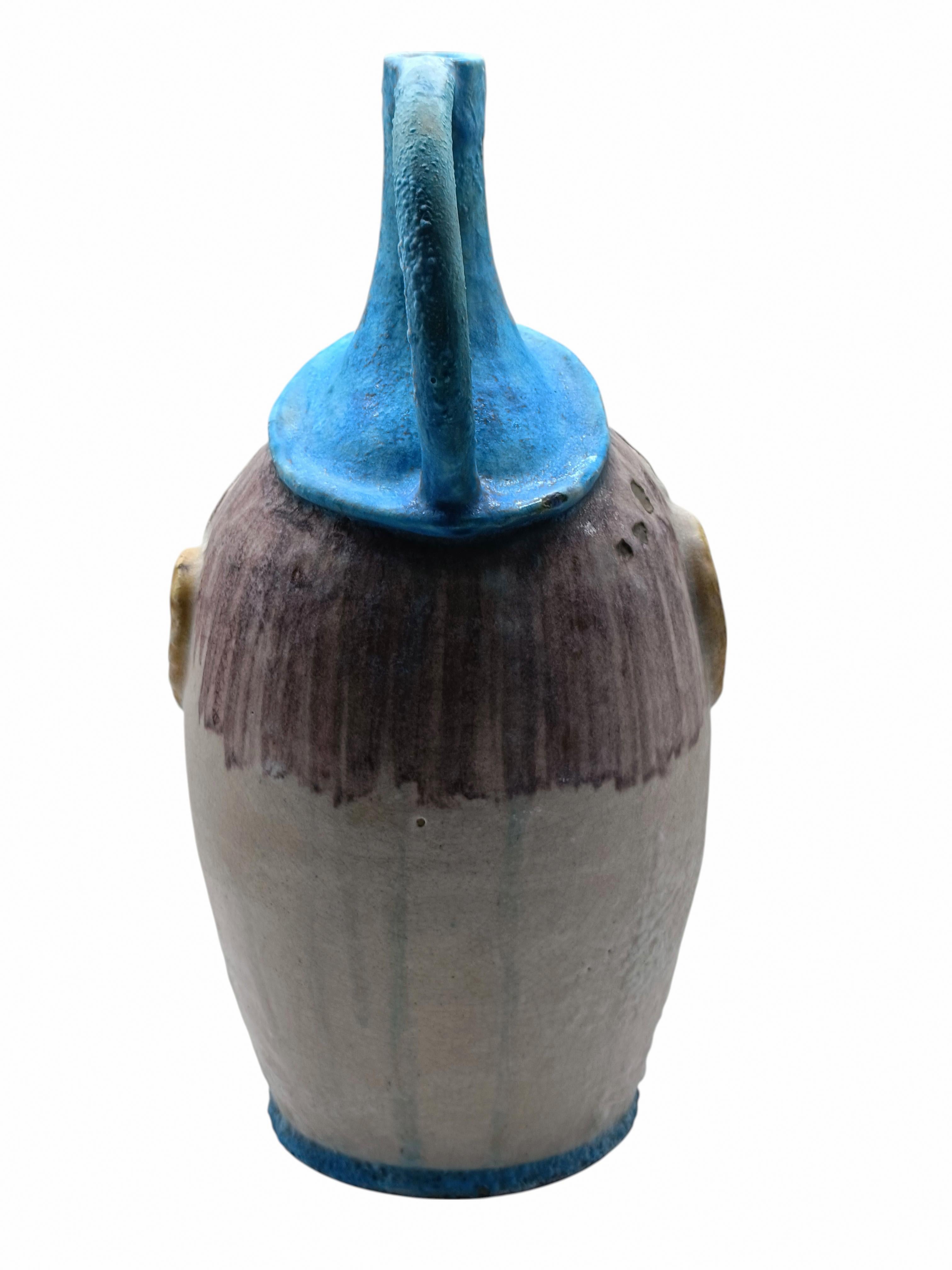 Mid-Century moderno C.A.S. Vietri Raro Vaso Antropomorfo in Ceramica Smaltata, Italia 1950s in vendita