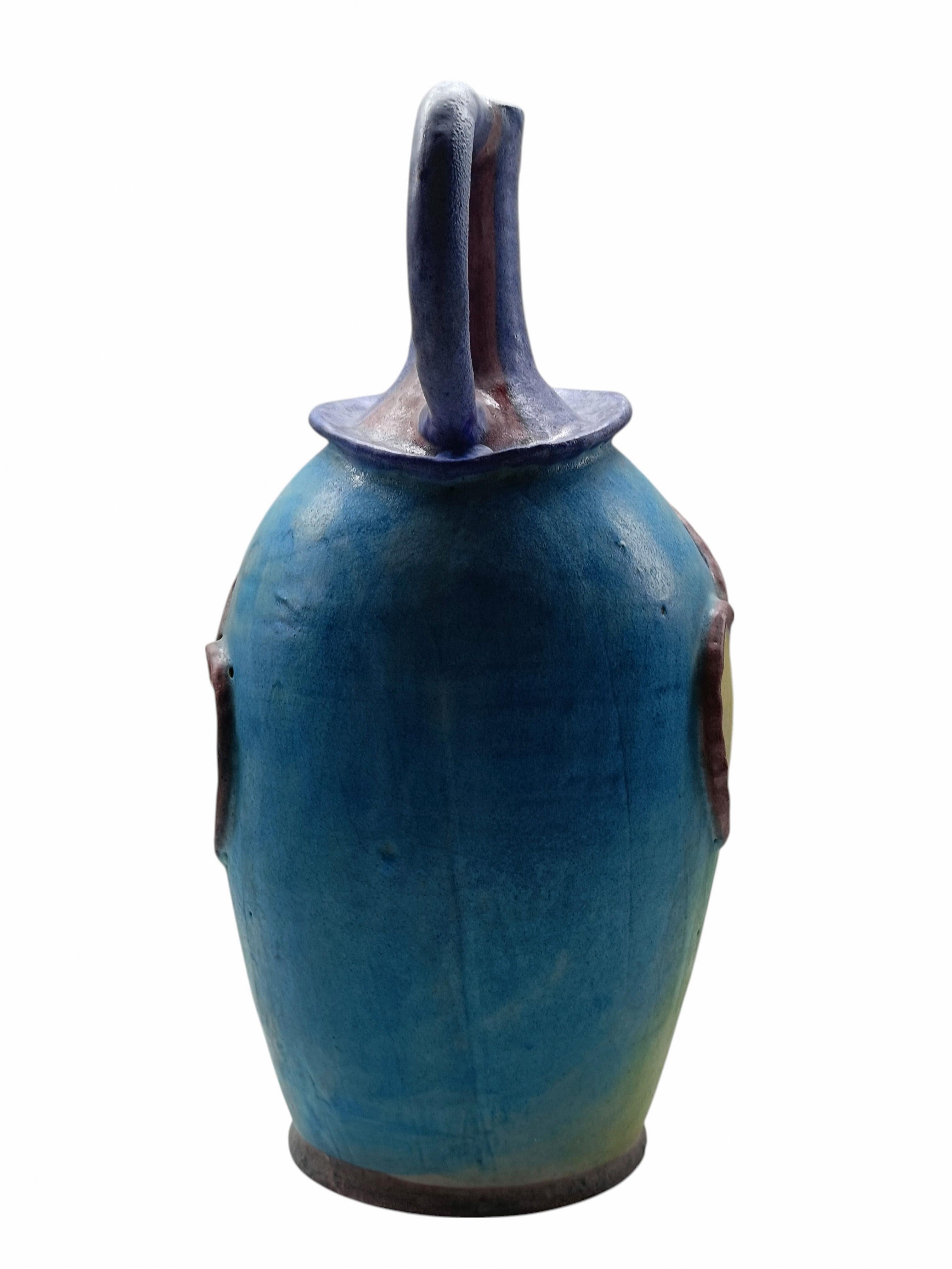 Mid-Century moderno C.A.S. Vietri Raro Vaso Antropomorfo in Ceramica Smaltata, Italia 1950s in vendita