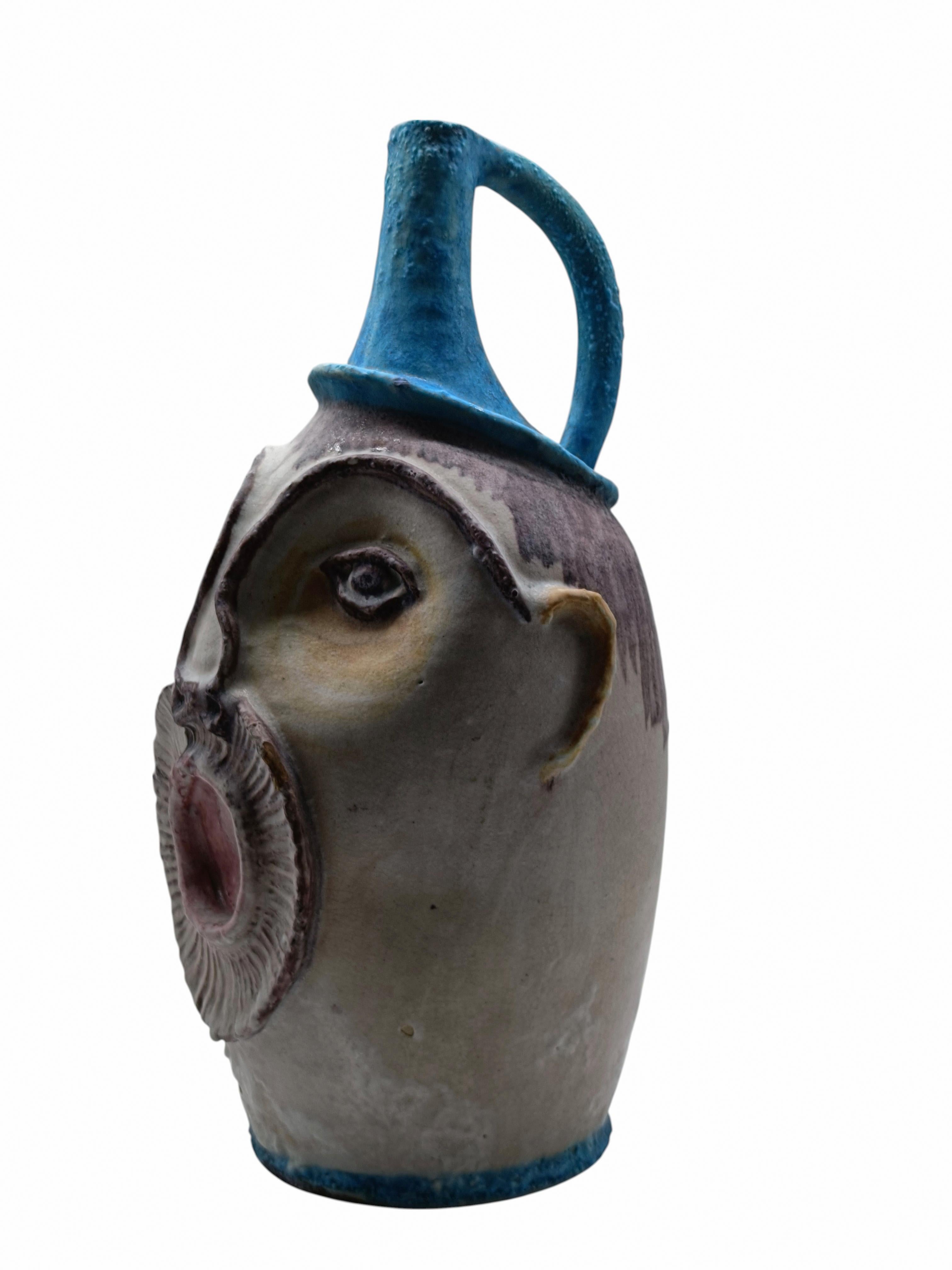 Italian C.A.S. Vietri Raro Vaso Antropomorfo in Ceramica Smaltata, Italia 1950s in vendita