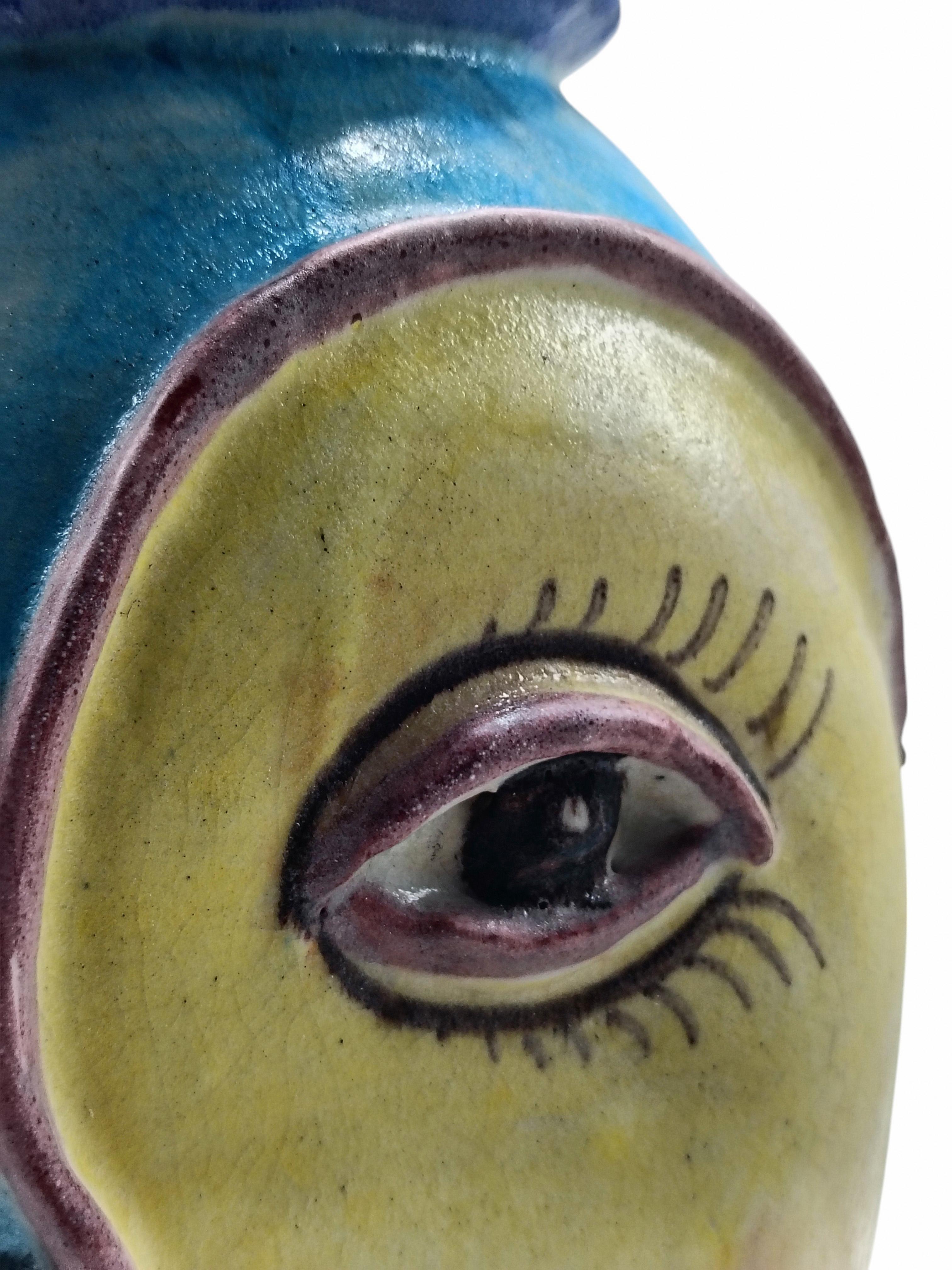 C.A.S. Vietri Raro Vaso Antropomorfo in Ceramica Smaltata, Italia 1950s In condizioni buone in vendita a Naples, IT