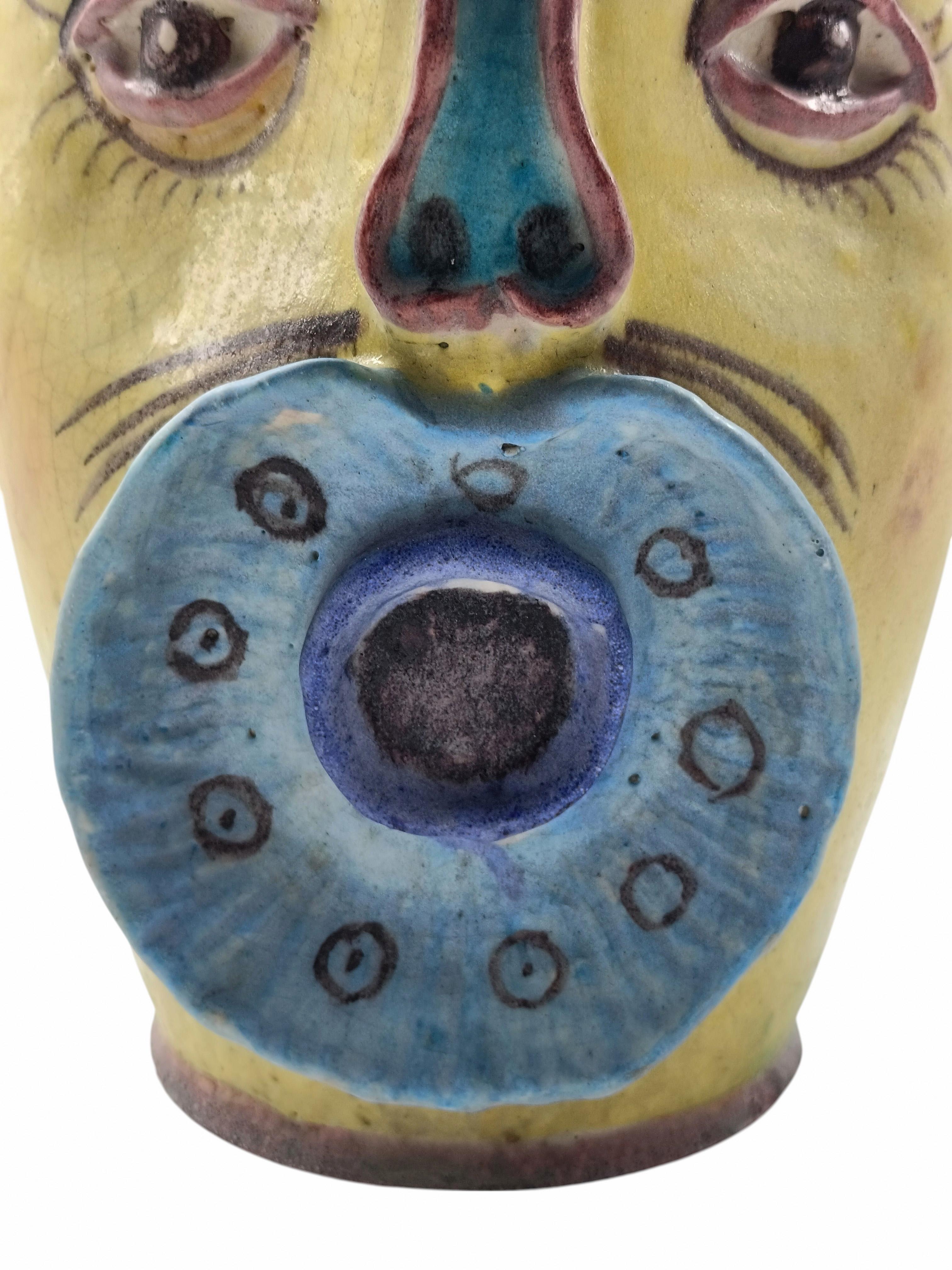 C.A.S. Vietri Raro Vaso Antropomorfo in Ceramica Smaltata, Italia 1950s in vendita 1