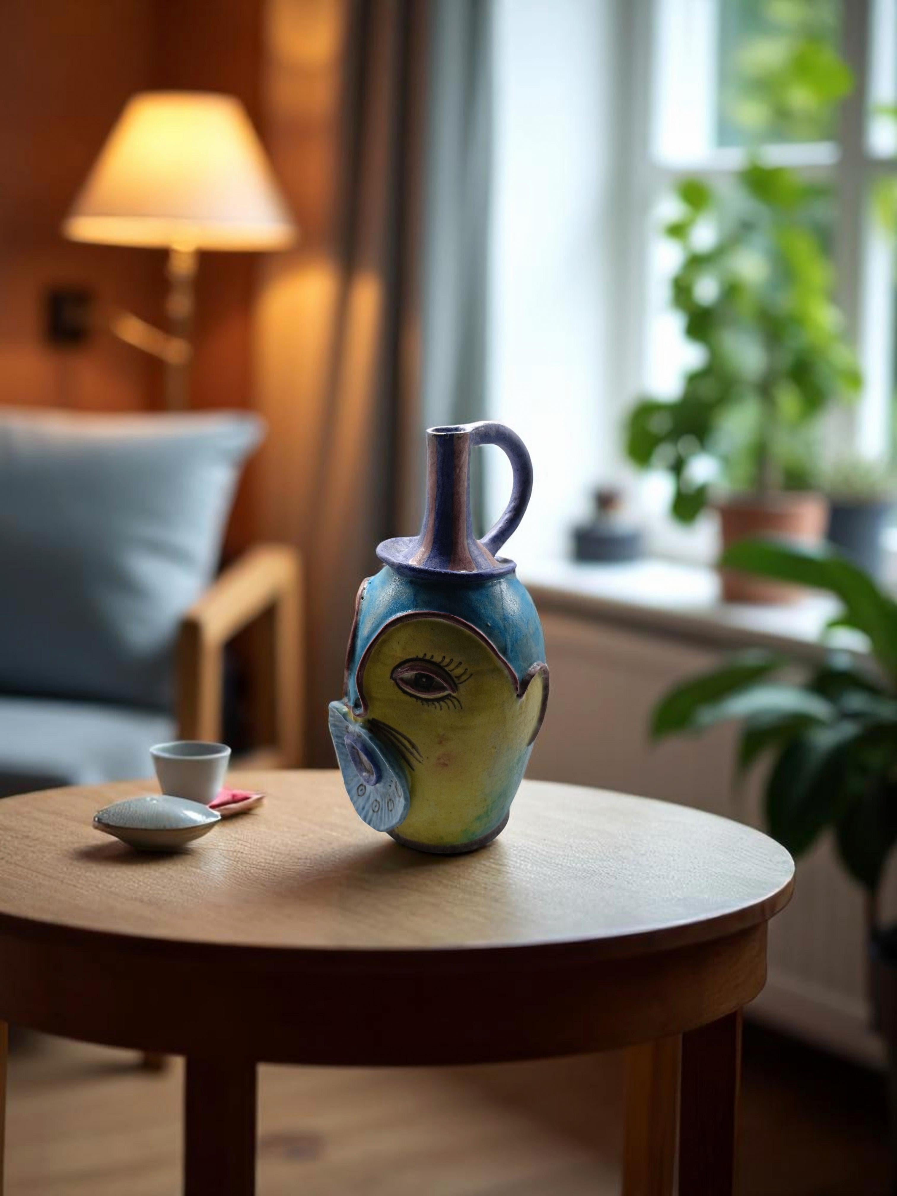 C.A.S. Vietri Raro Vaso Antropomorfo in Ceramica Smaltata, Italia 1950s in vendita 3