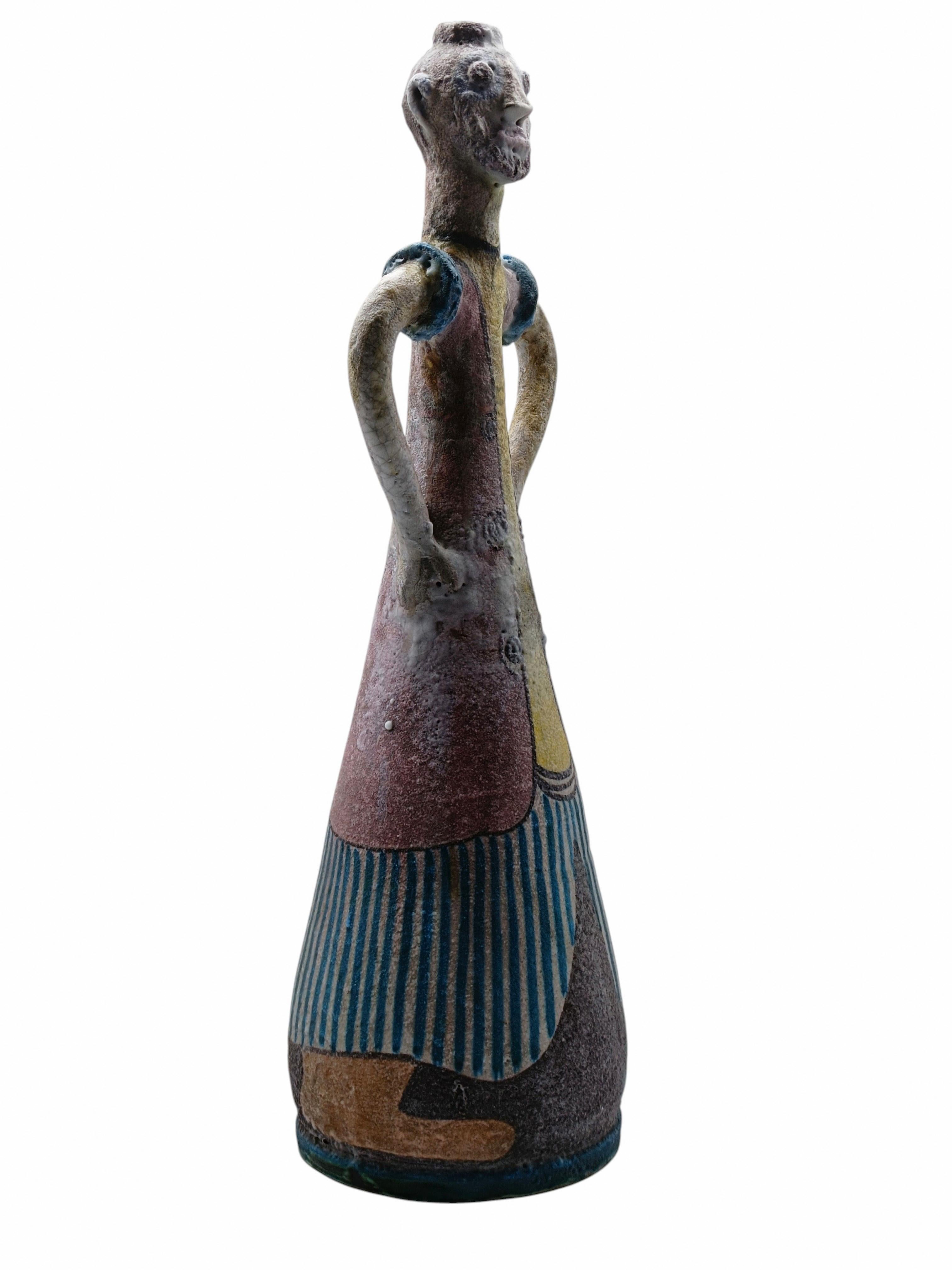 Italian C.A.S. Vietri Vaso Figurativo in Ceramica con Anse, Italia 1960s in vendita
