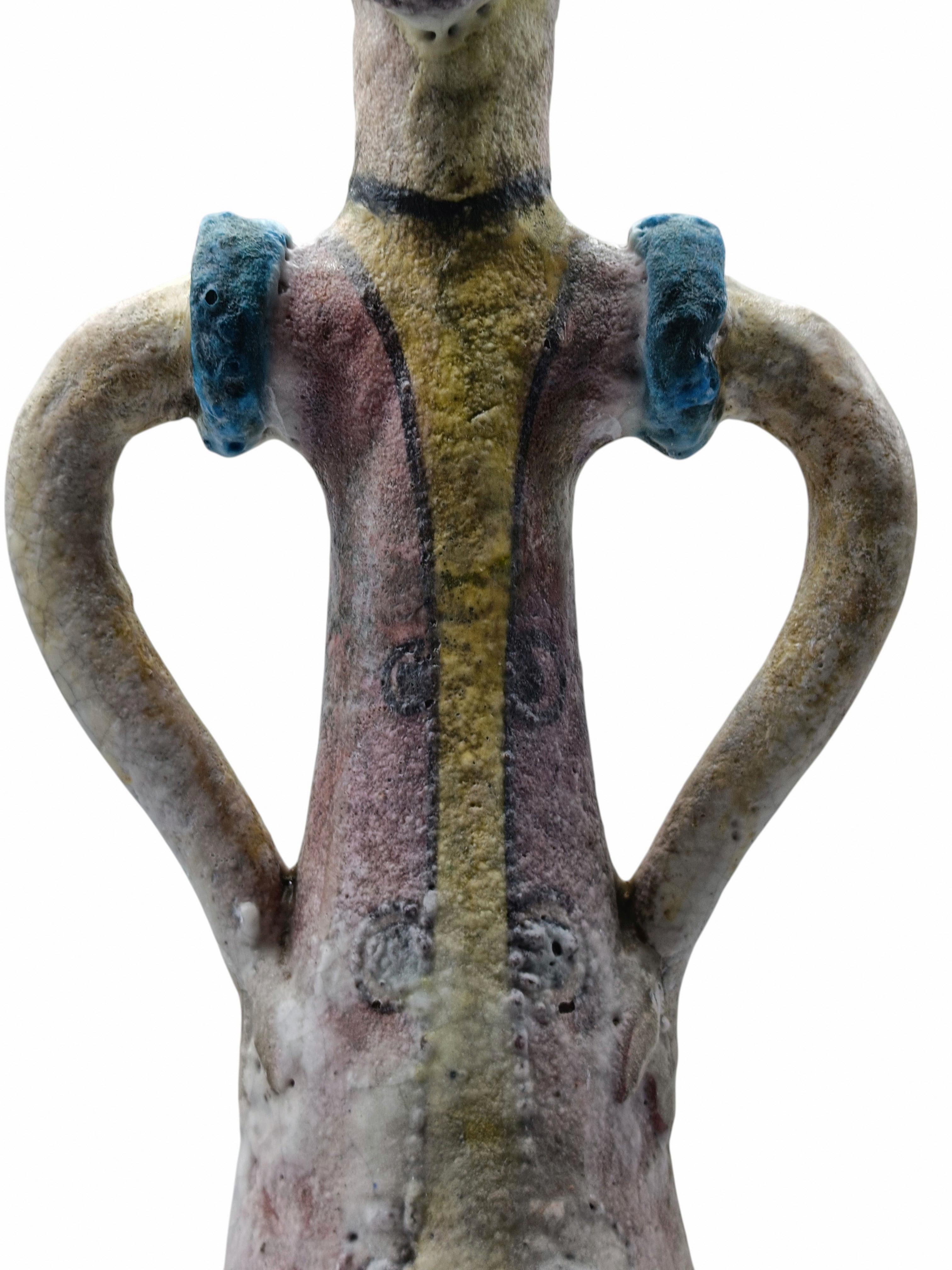 C.A.S. Vietri Vaso Figurativo in Ceramica con Anse, Italia 1960s in vendita 1