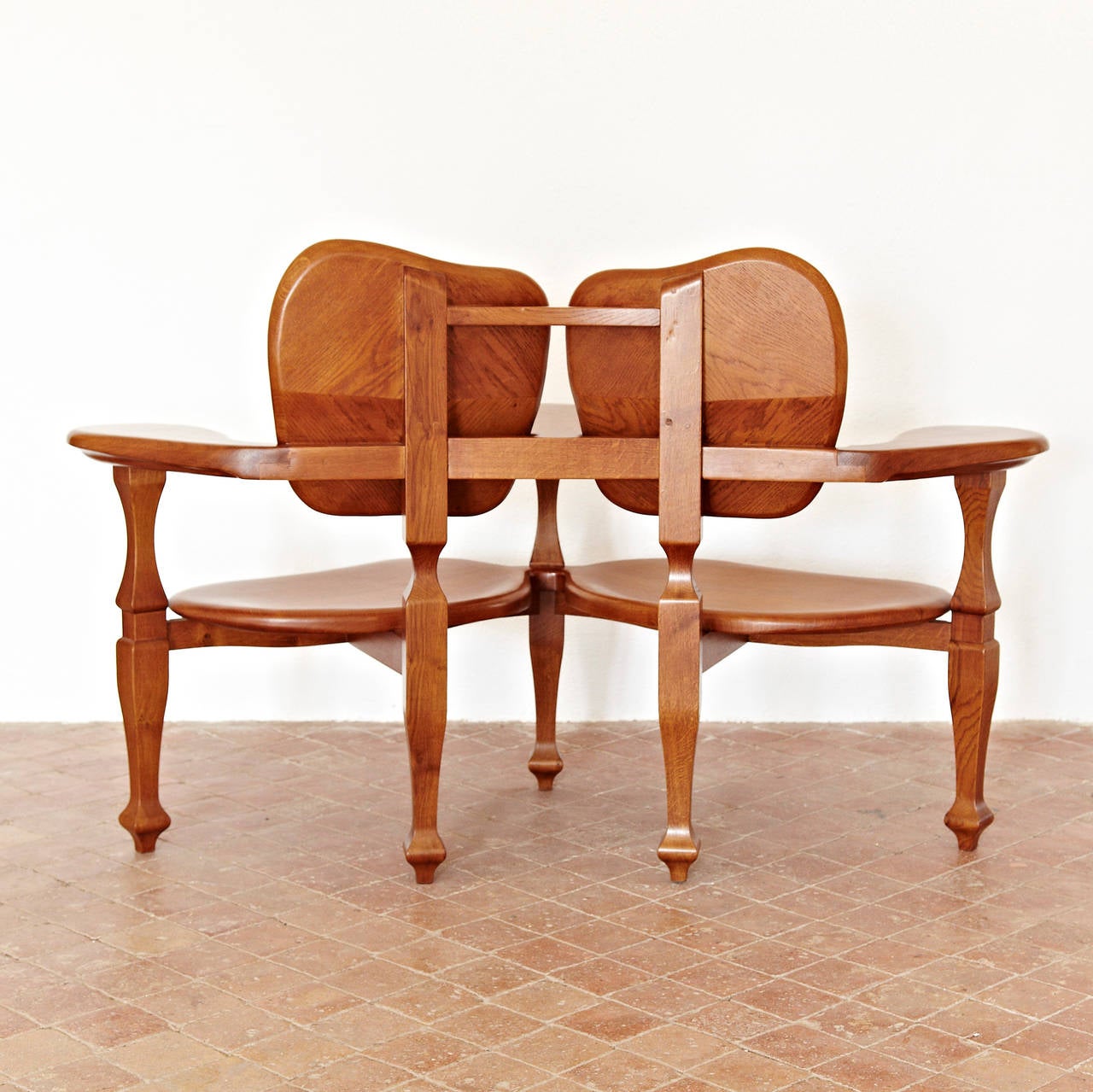 Bench for Casa Batllo, designed after a model by Antoni Gaudi. 
Manufactured in Barcelona by BD.
Sculpted solid varnished oak.
The model by Gaudii´ was designed early 20th century; this model was produced, circa 2000

In good original