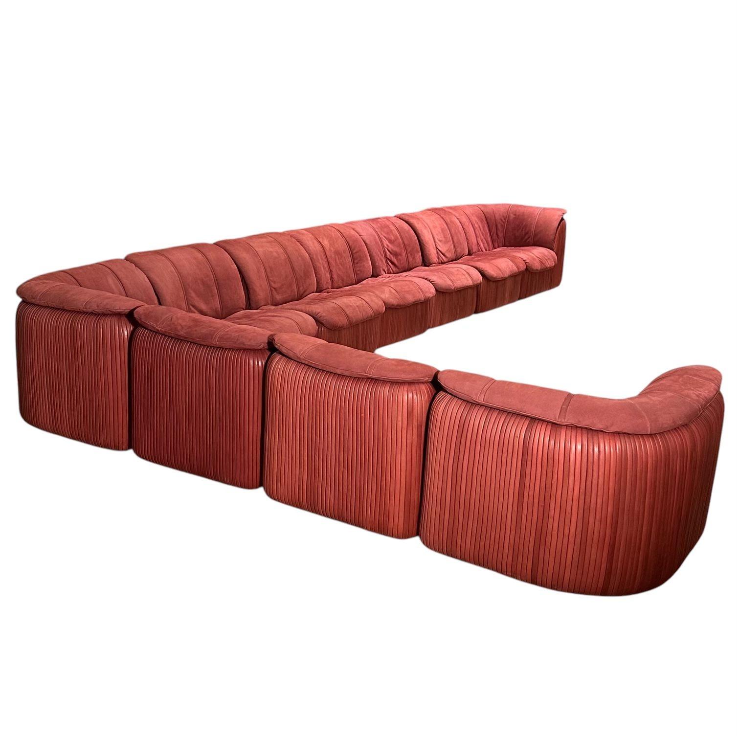 Postmoderne Canapé modulaire en cuir et daim plissé Casa Bella, 1983 en vente