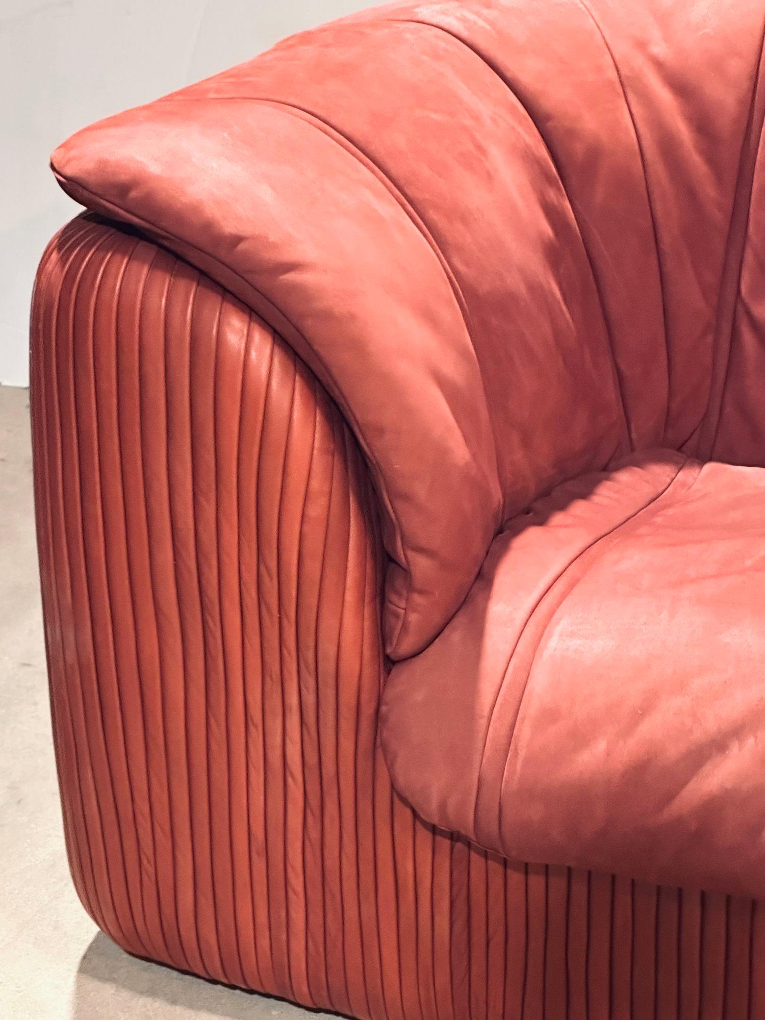 Fin du 20e siècle Canapé modulaire en cuir et daim plissé Casa Bella, 1983 en vente
