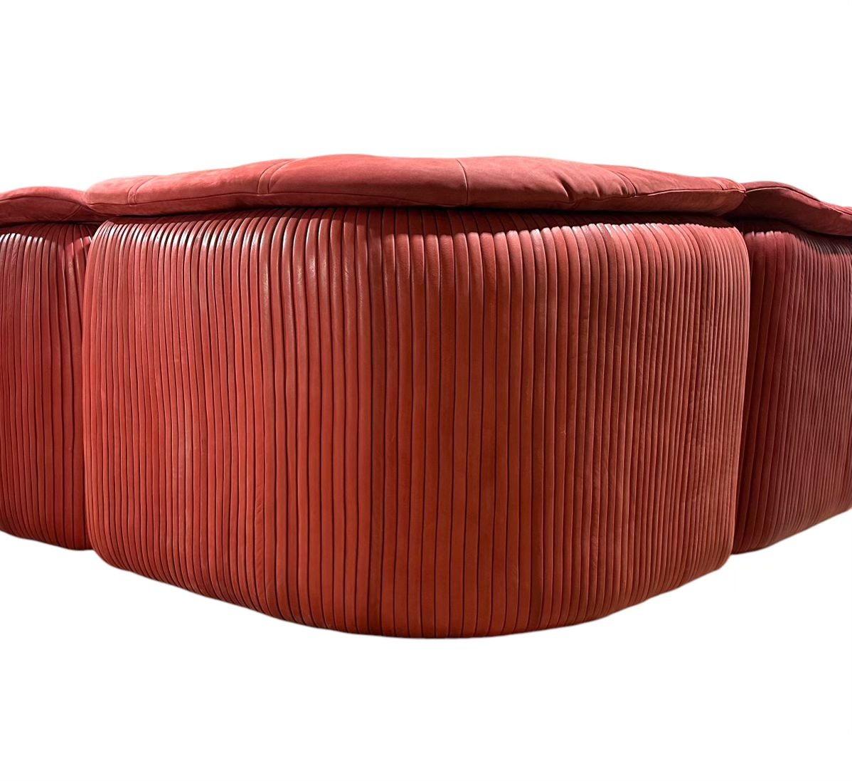 Cuir Canapé modulaire en cuir et daim plissé Casa Bella, 1983 en vente